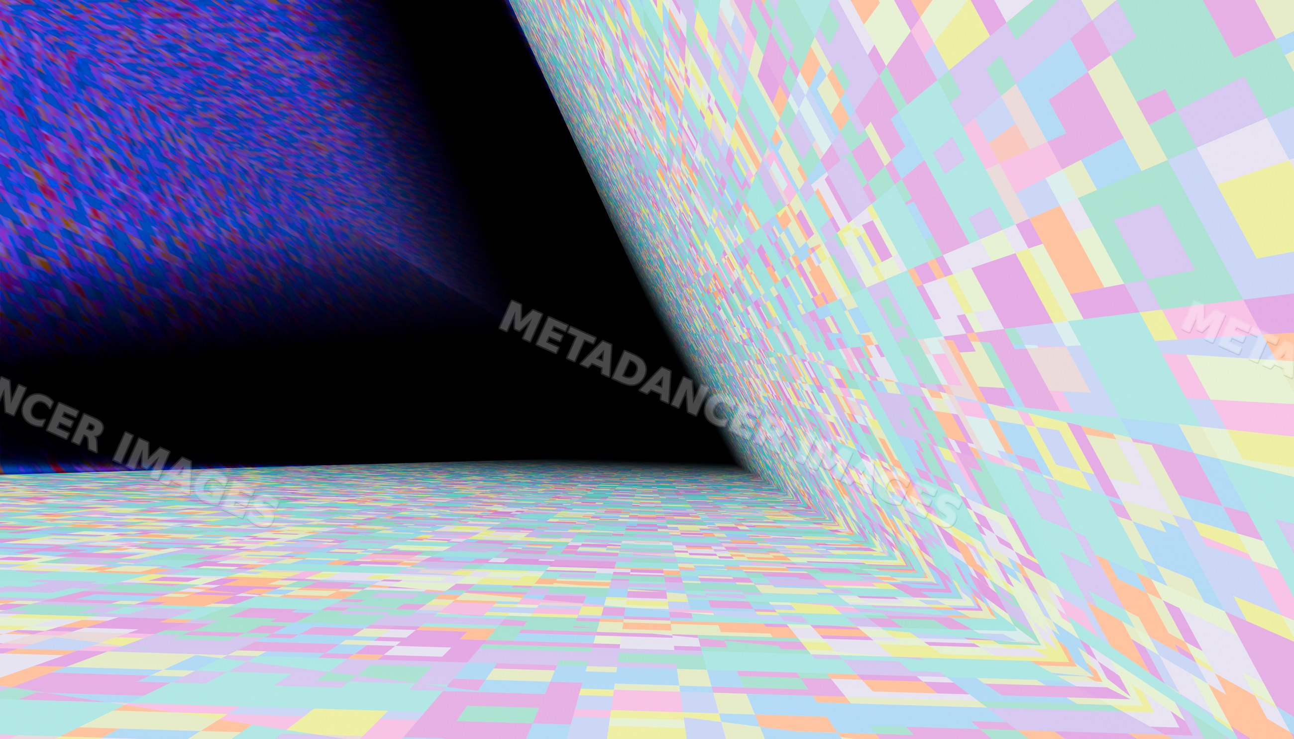Abstract digital artwork featuring colorful geometric patterns