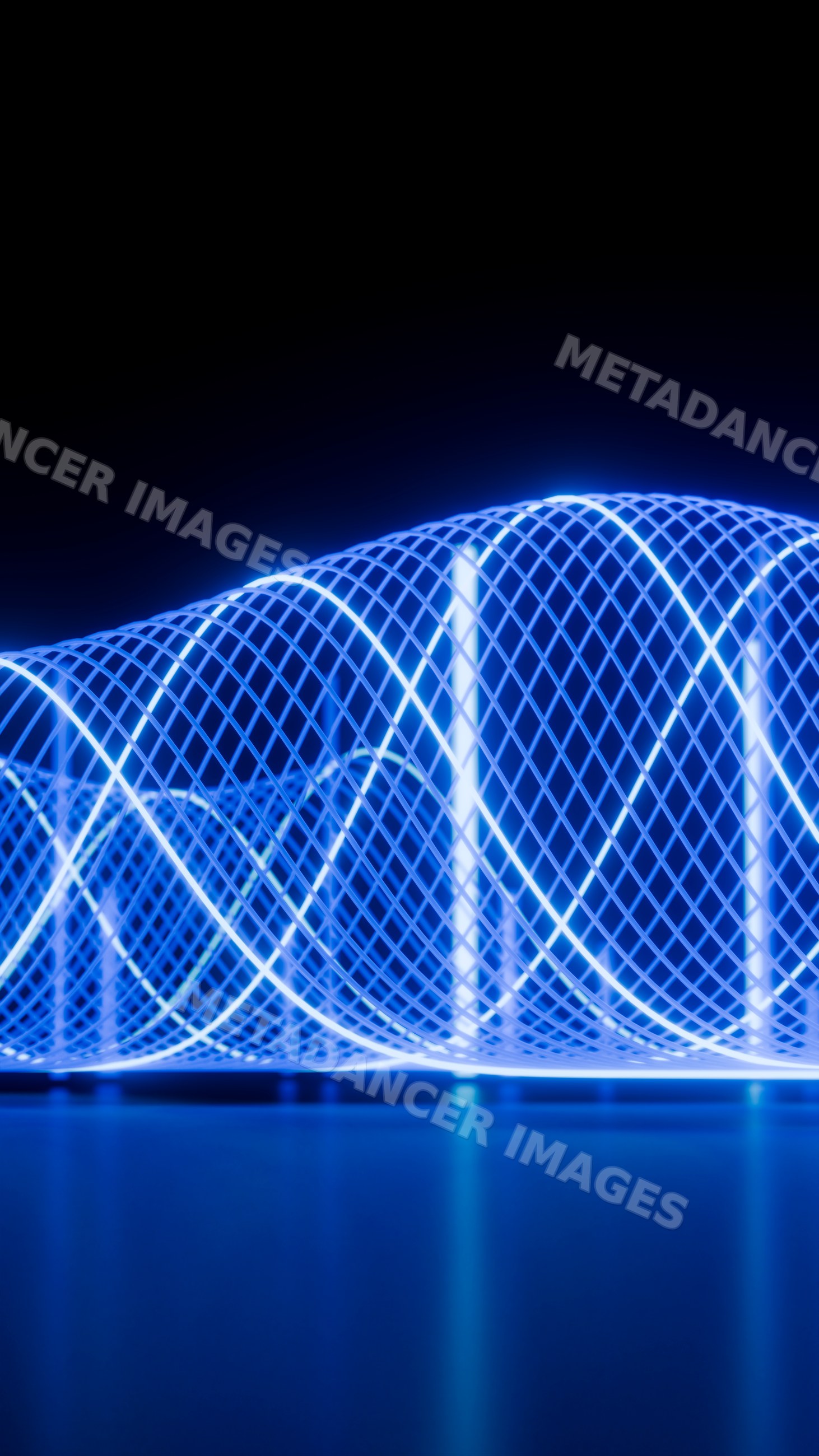 Blue glowing abstract digital light wave pattern illustration