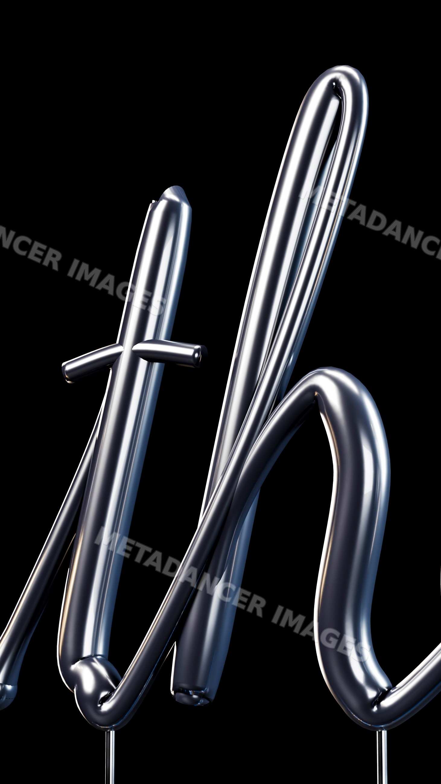 Shiny silver script balloon letters