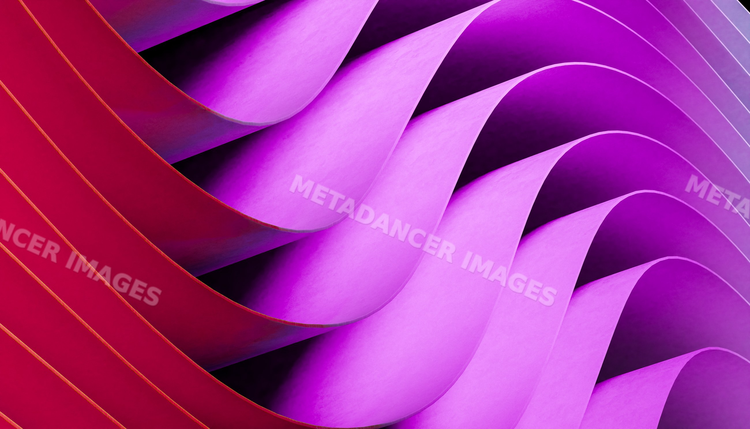 Abstract illustration of curved folded paper in magenta