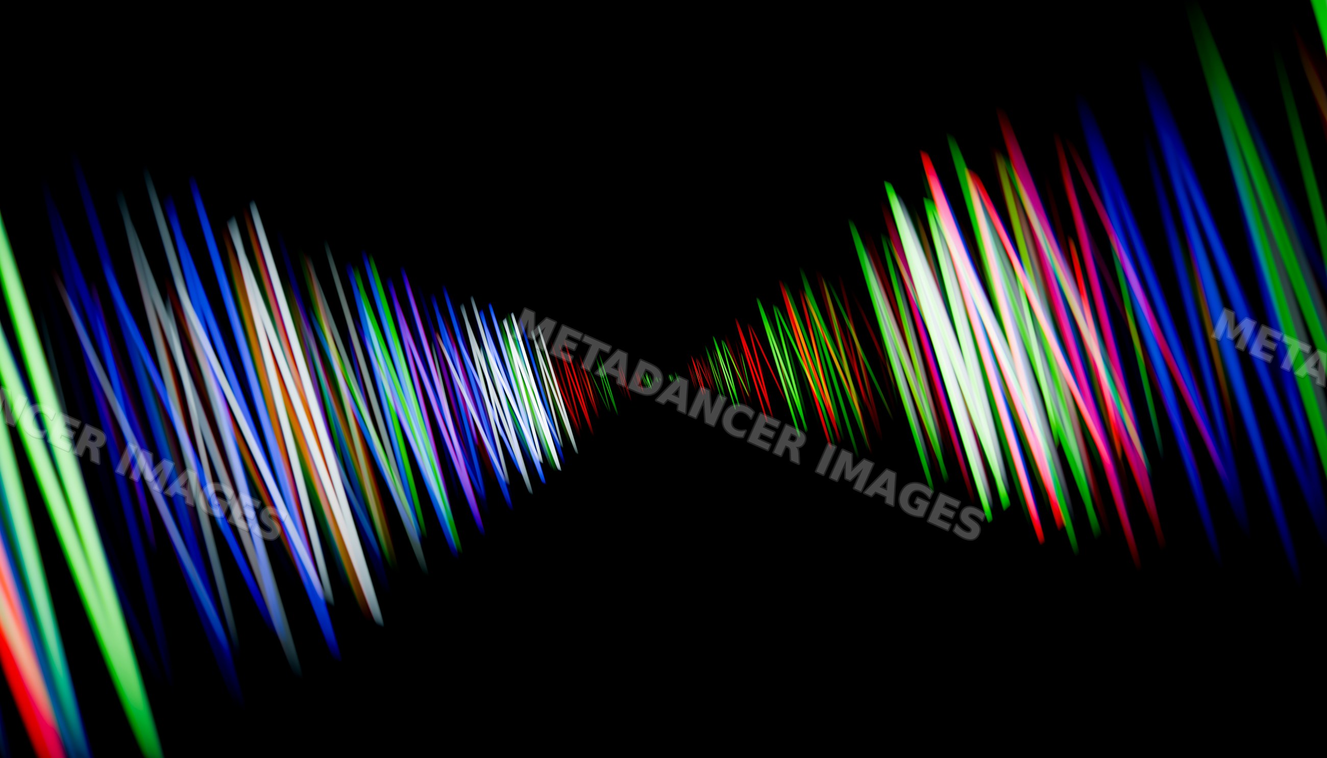 Colorful light trails creating symmetrical abstract digital