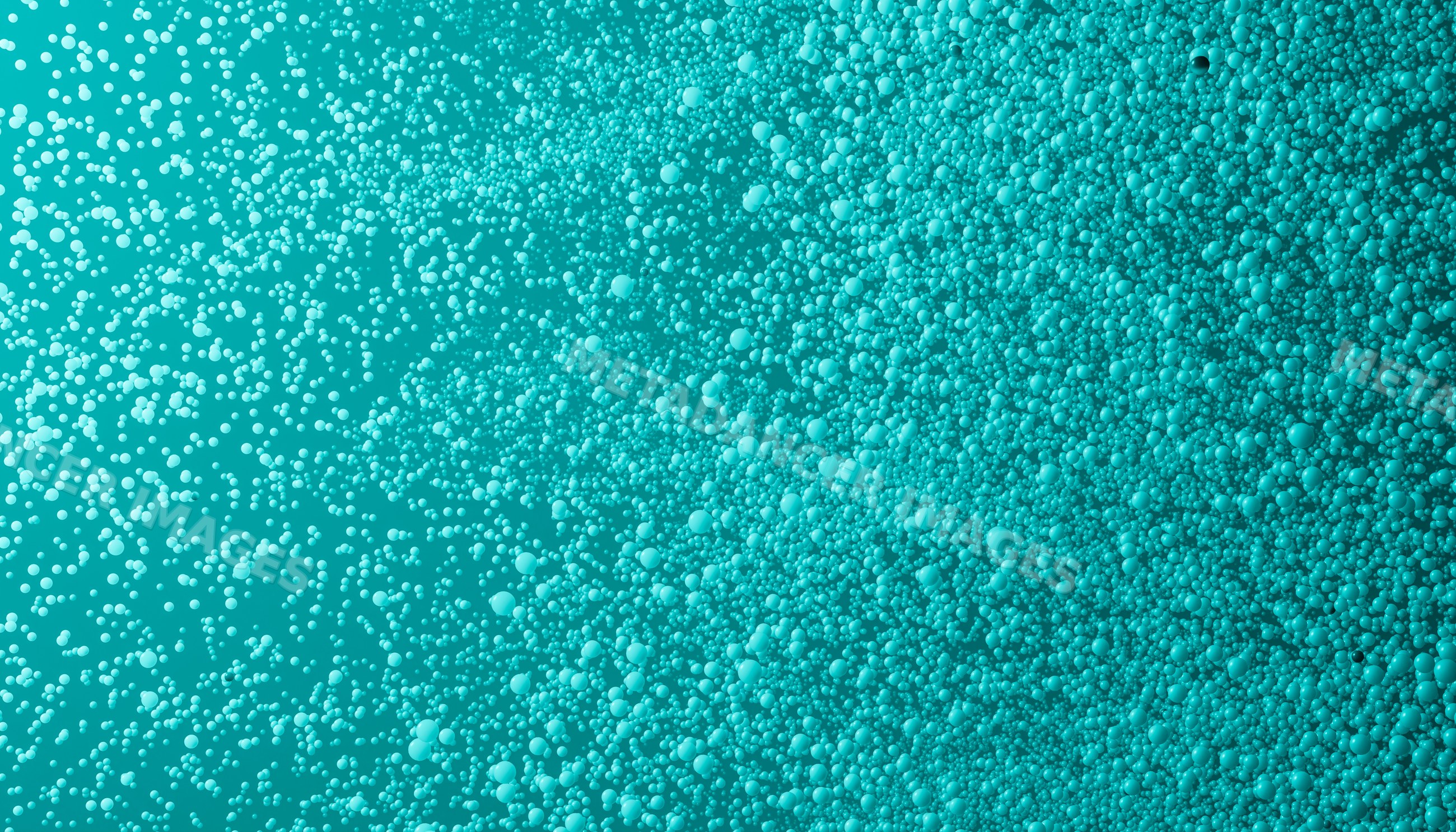 Turquoise liquid surface covered with small bubbles creating foam