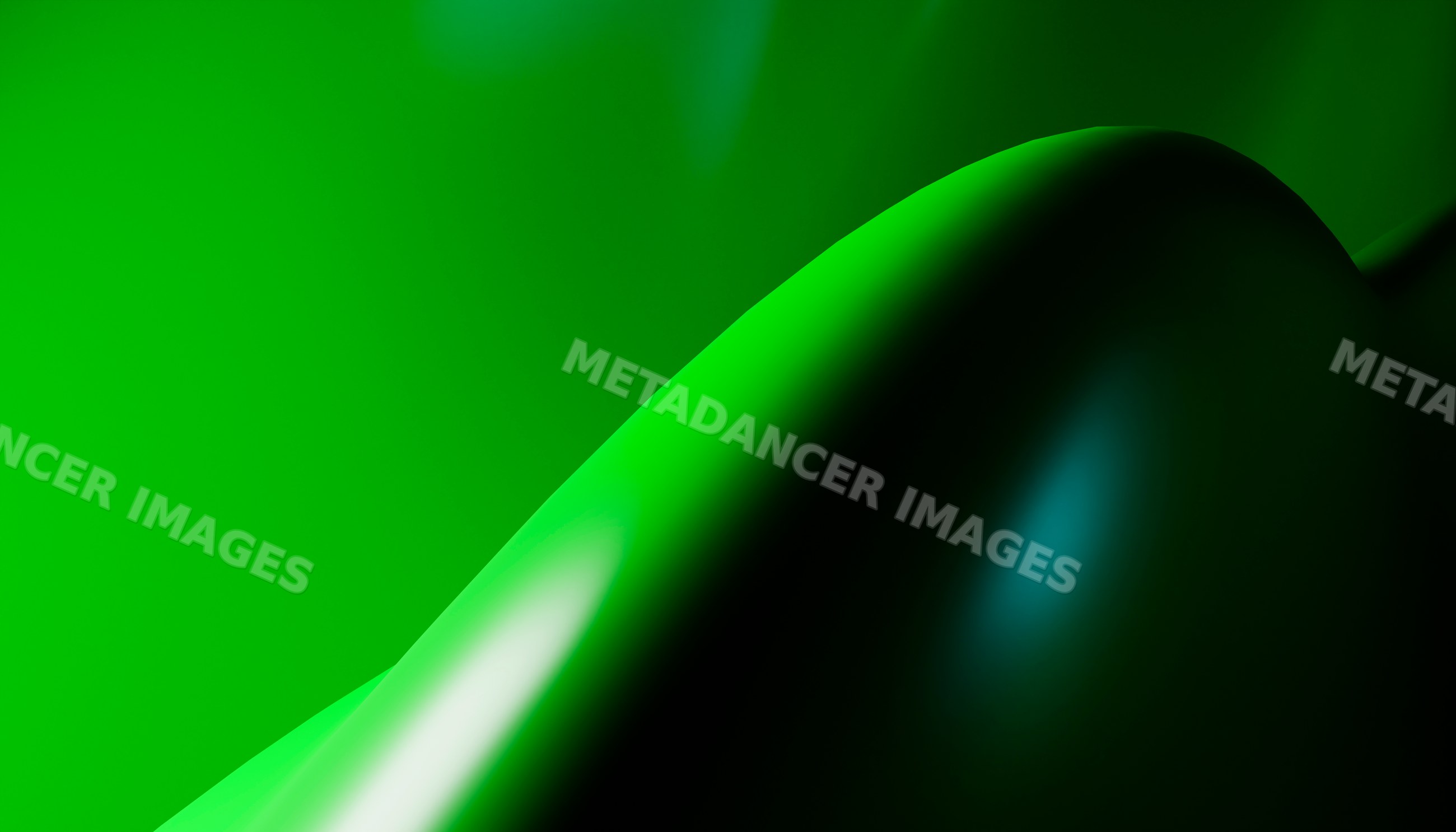 Close-up of smooth shiny green surface with curved abstract shapes