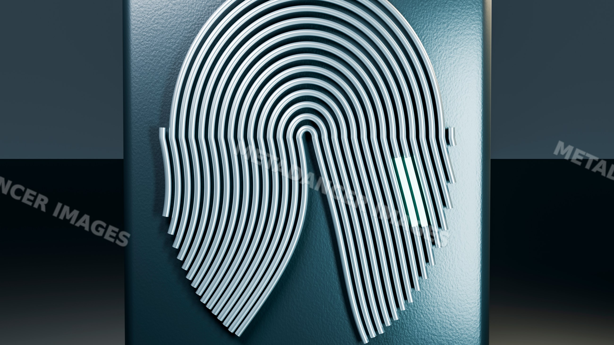 Curved silver metal coils arranged symmetrically on textured surface