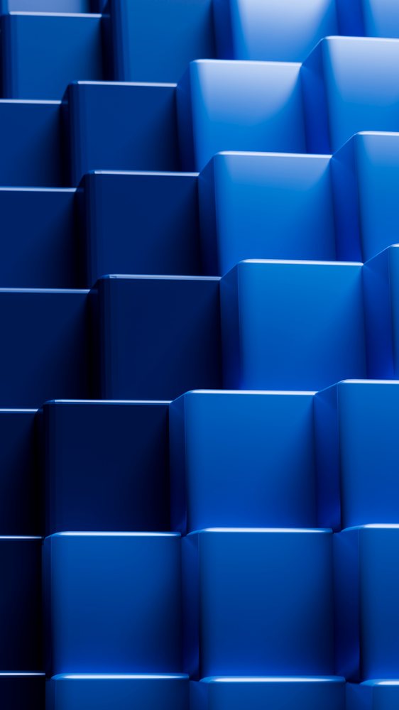 Blue 3d cubes stacked in stepped geometric pattern illustration