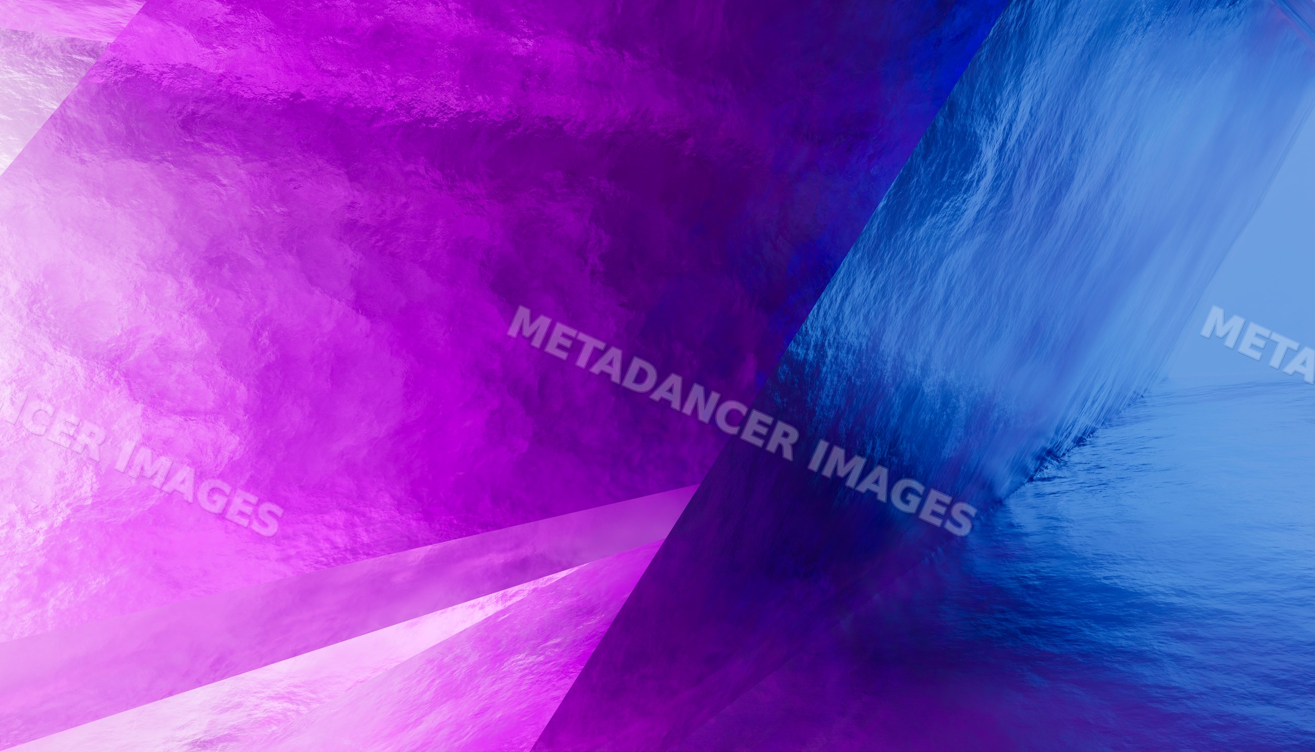 Abstract glossy geometric digital artwork with purple and blue tones