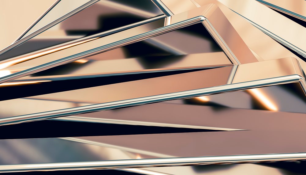 Abstract image featuring shiny metallic geometric shapes