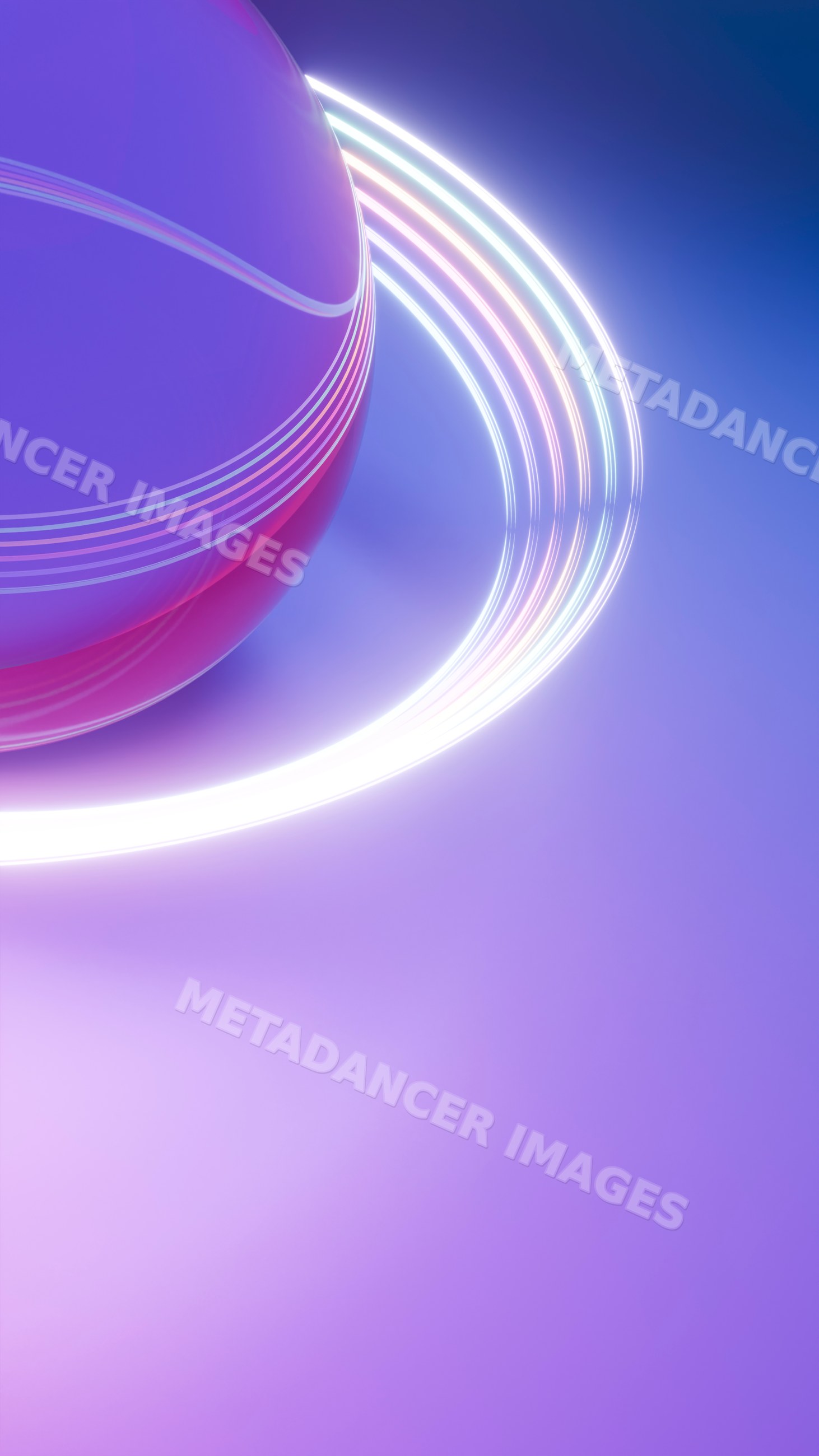Abstract digital purple sphere with glowing rings