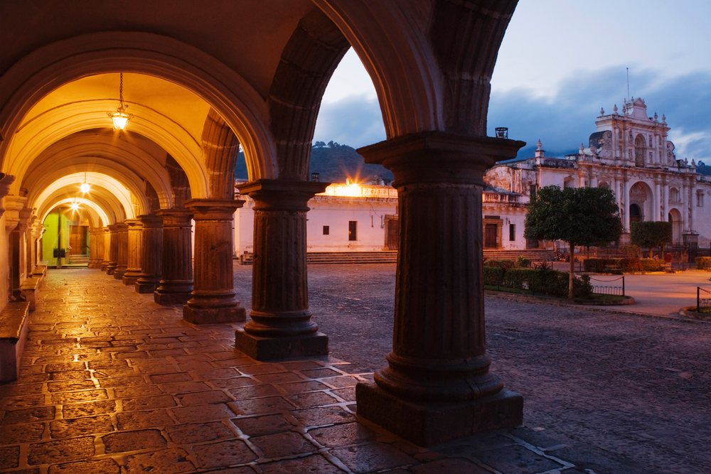 Catedral de san jose seen through arched walkway guatemala