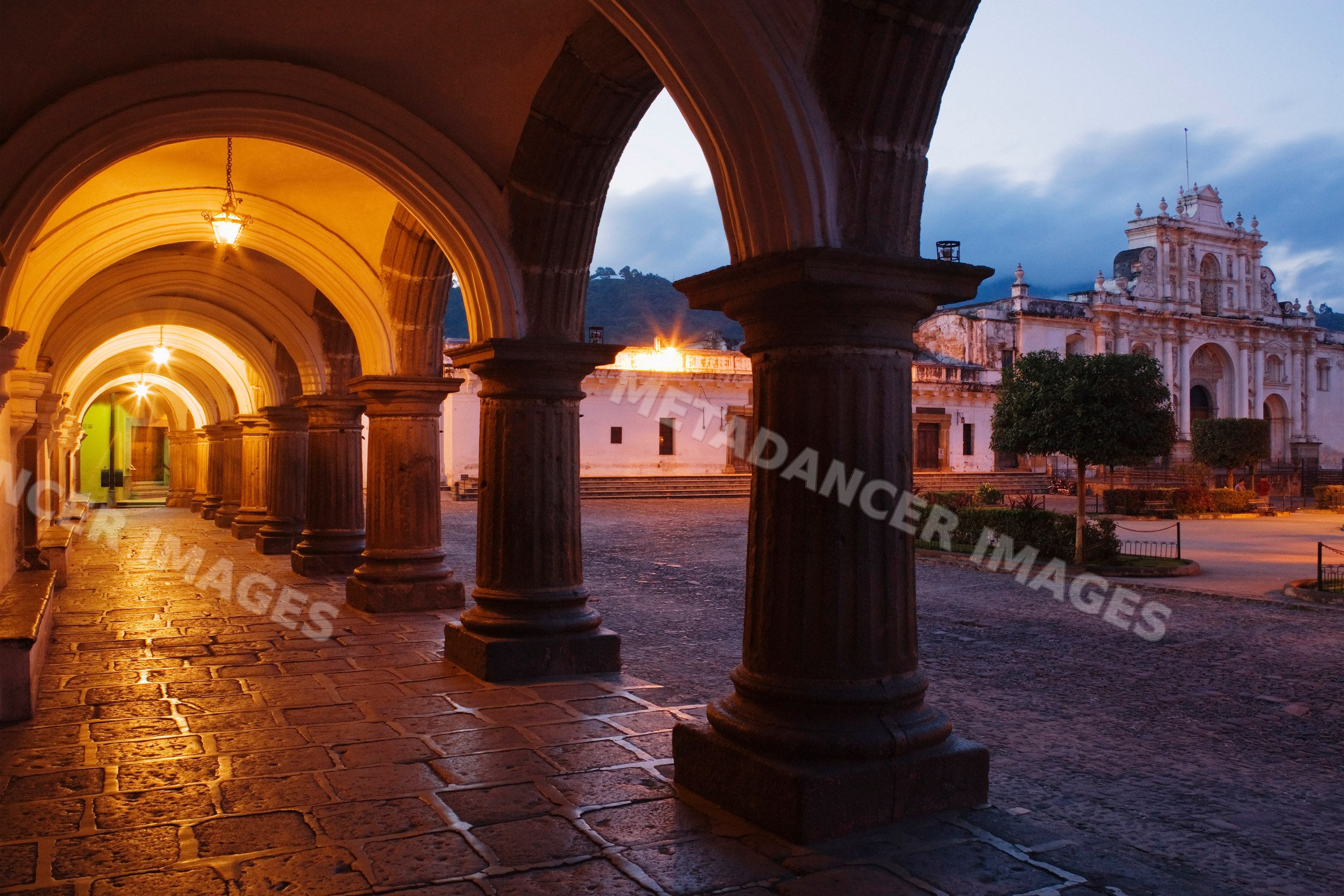 Catedral de san jose seen through arched walkway guatemala