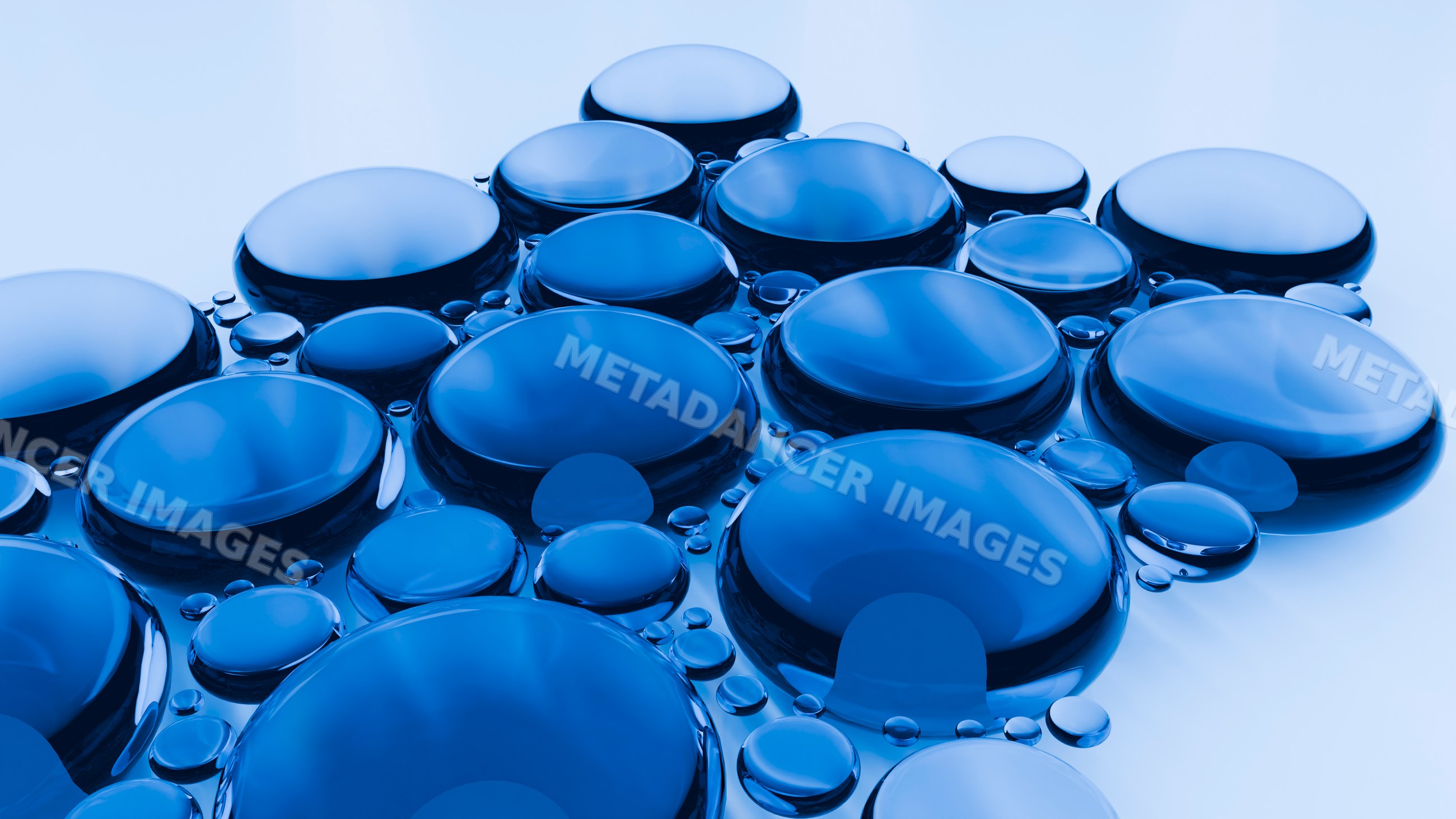Close-up of water droplets demonstrating surface tension on smooth