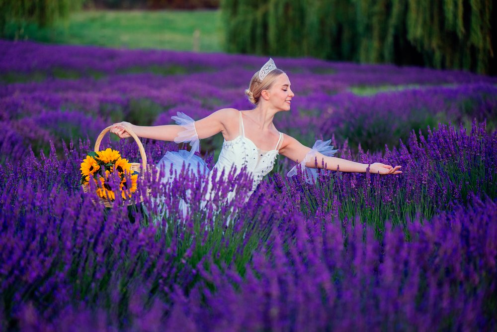 A ballet white dancer dances gracefully