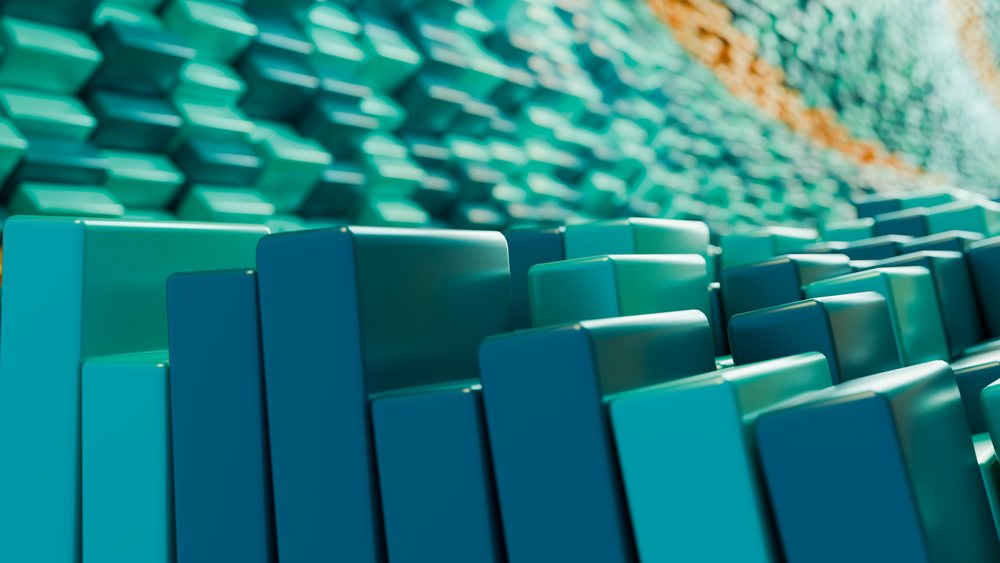 Turquoise 3d bars forming an abstract geometric pattern illustration