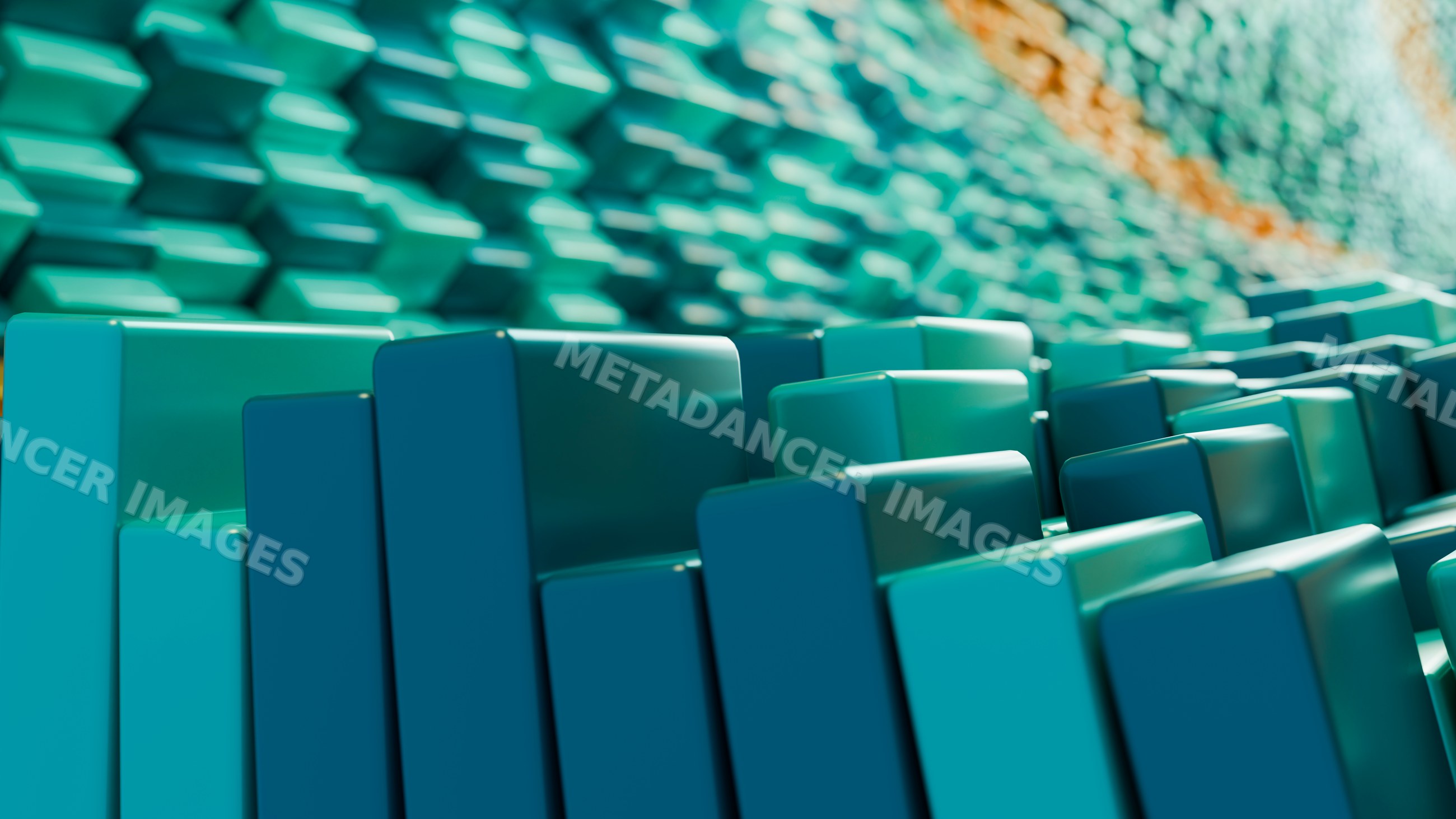 Turquoise 3d bars forming an abstract geometric pattern illustration
