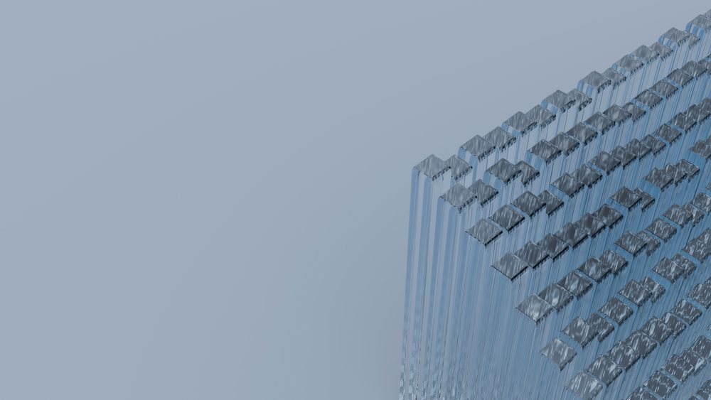 Transparent rectangular glass blocks stacked