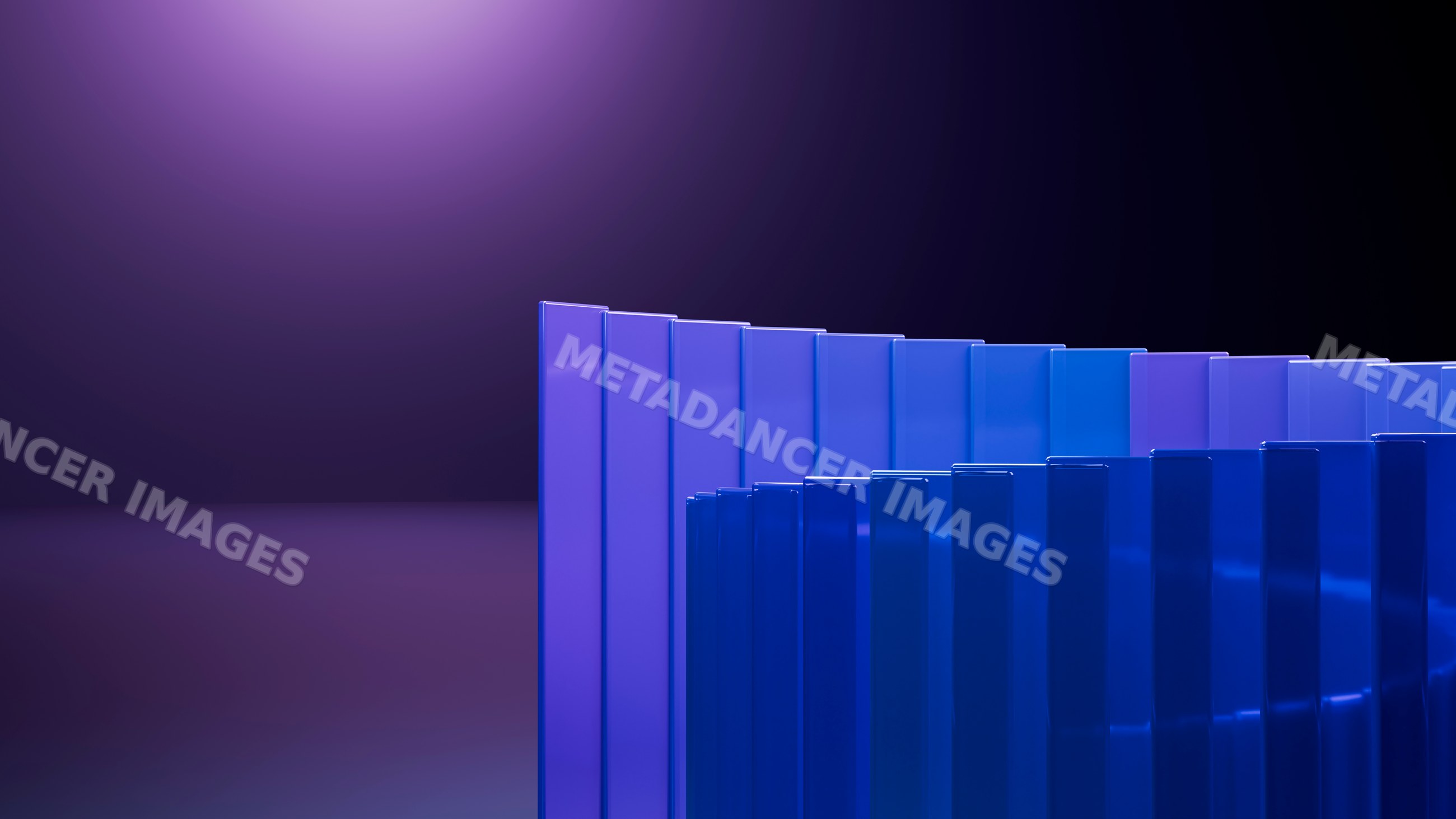 Curved blue and purple vertical panels abstract digital illustration
