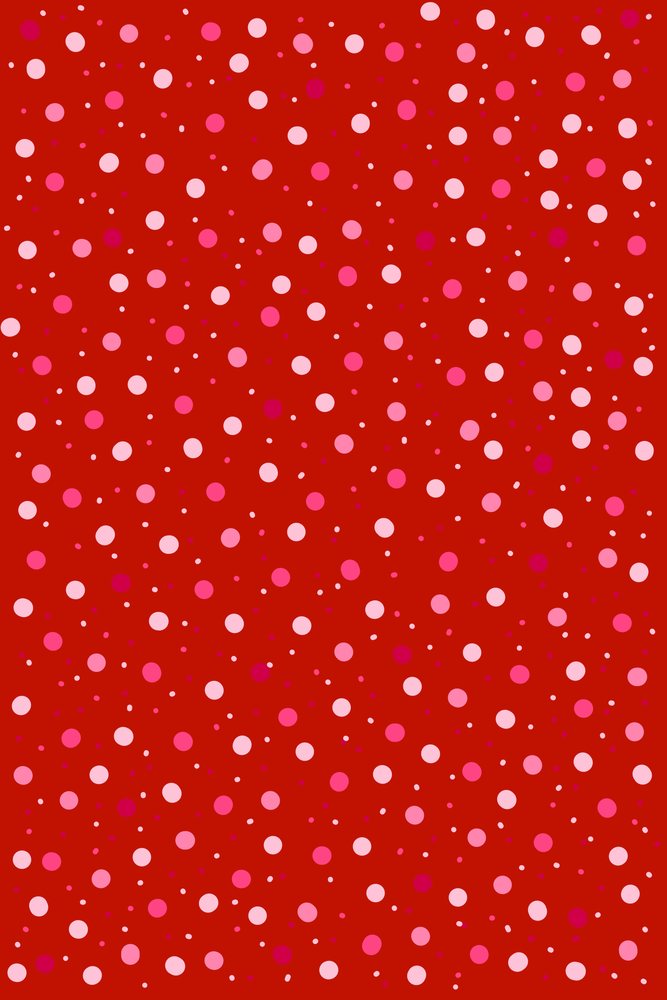Illustration of a red background with scattered pink polka dots