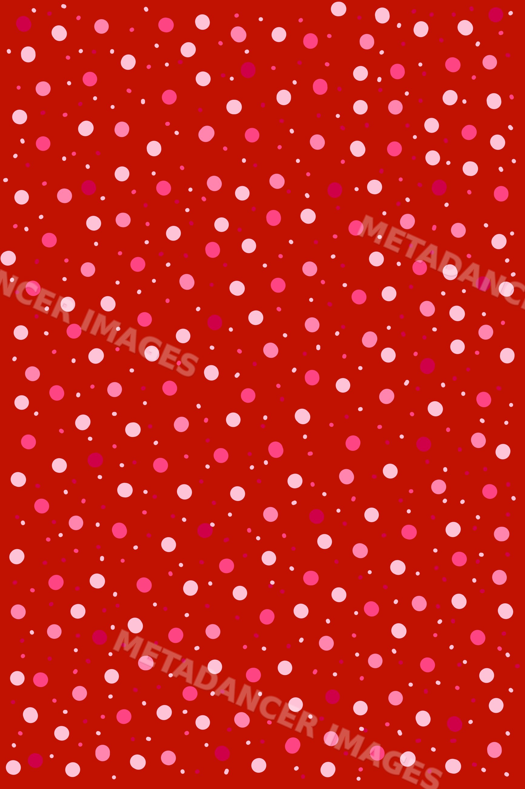 Illustration of a red background with scattered pink polka dots