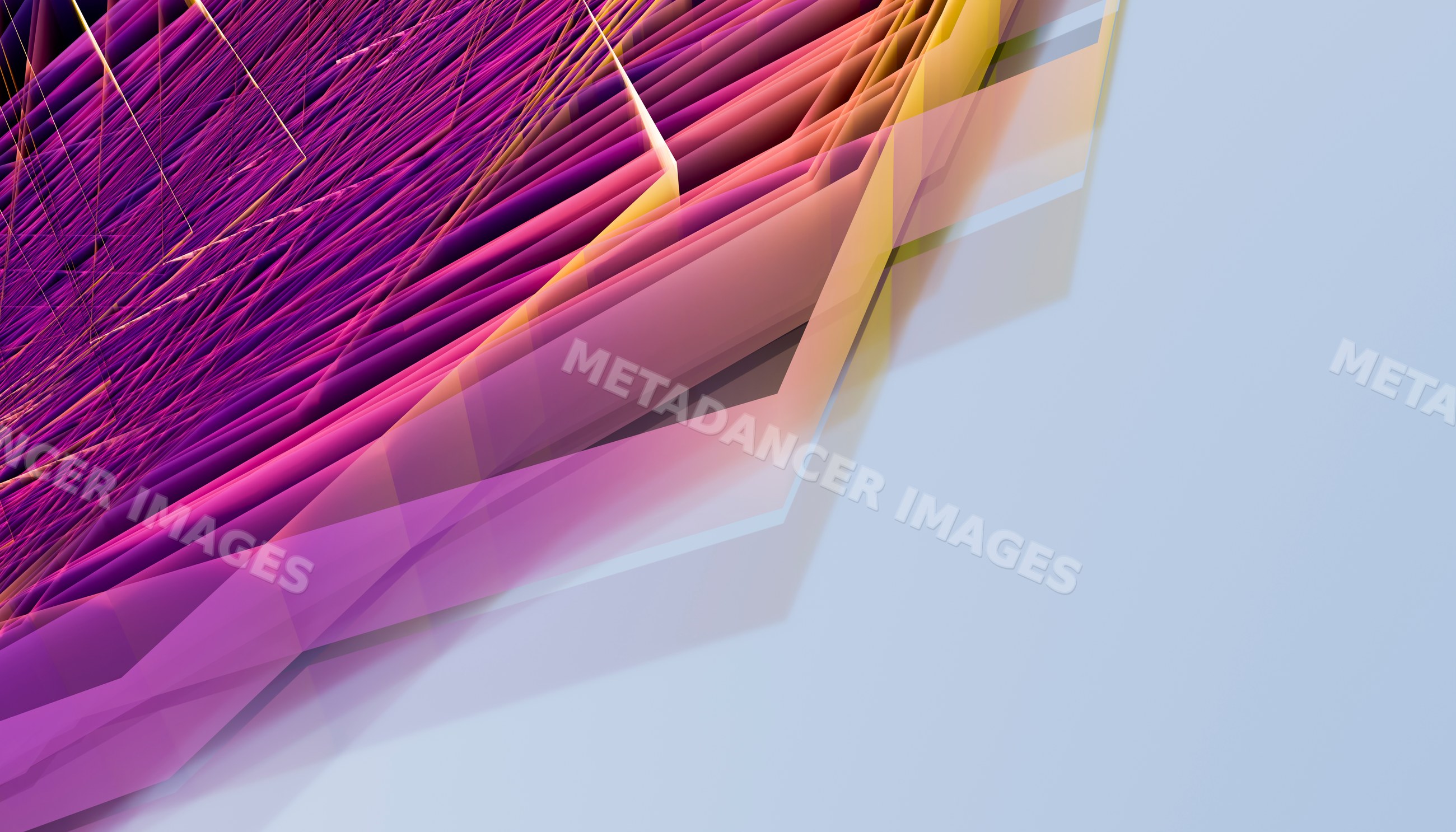 An abstract artwork showing colorful overlapping geometric layers