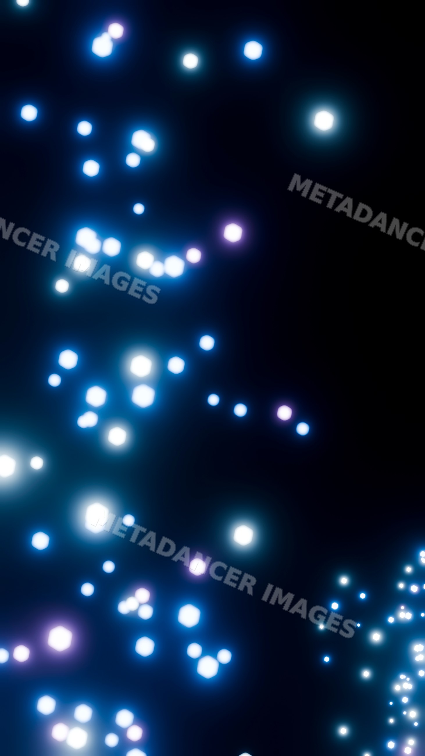 Glowing hexagonal lights forming abstract digital pattern