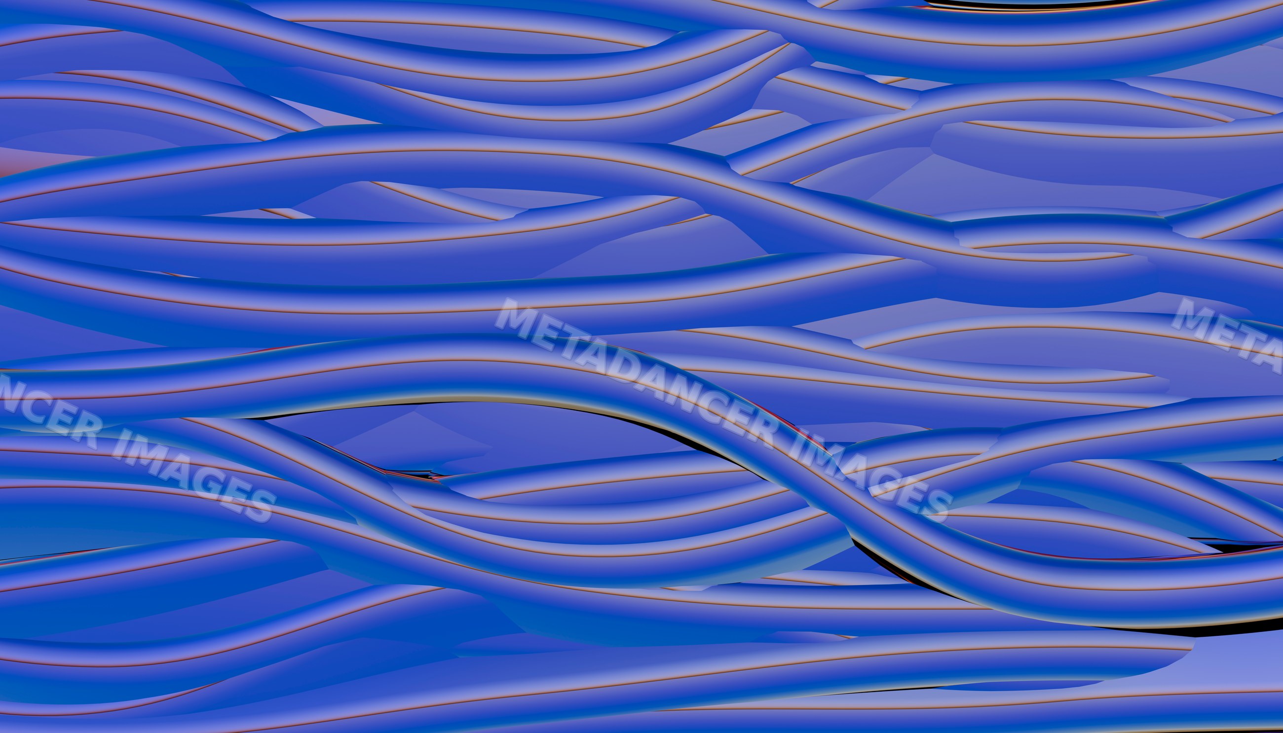 Interwoven blue tubular shapes forming fluid abstract curves