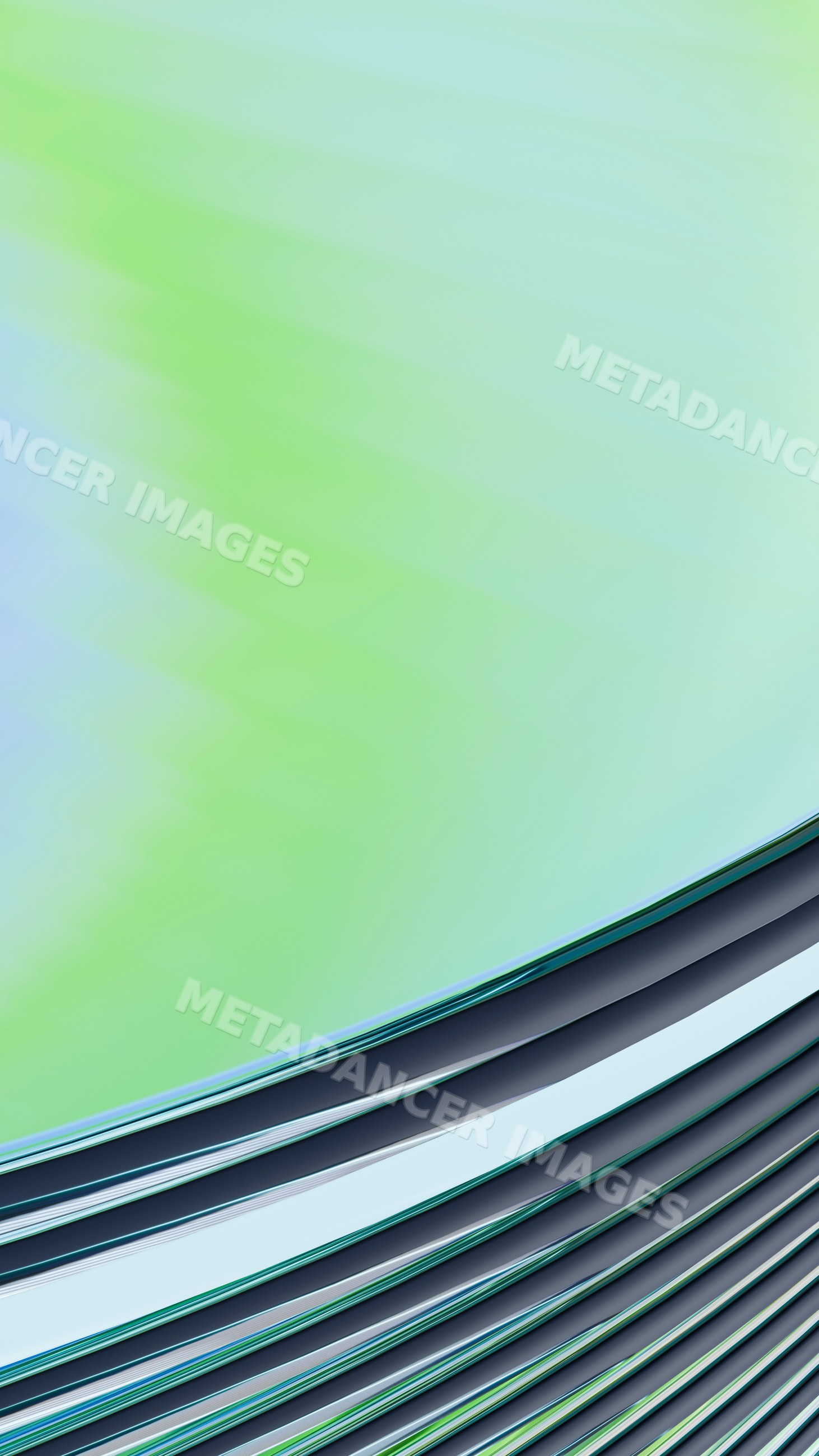 Abstract digital illustration with curved blue and green gradient