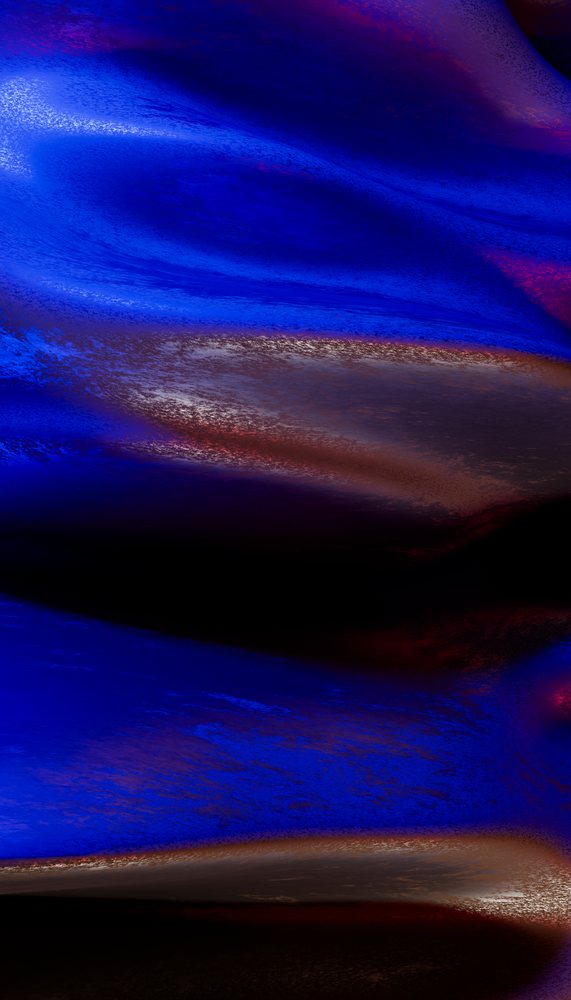 Abstract digital art with flowing blue waves and metallic textures