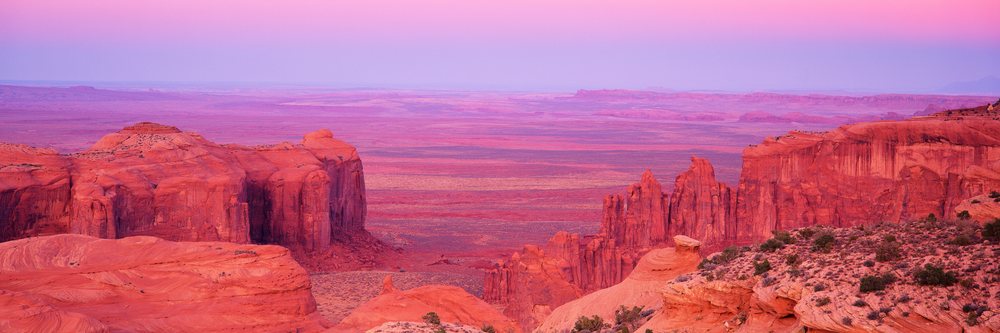 View of monument valley red rock formations utah