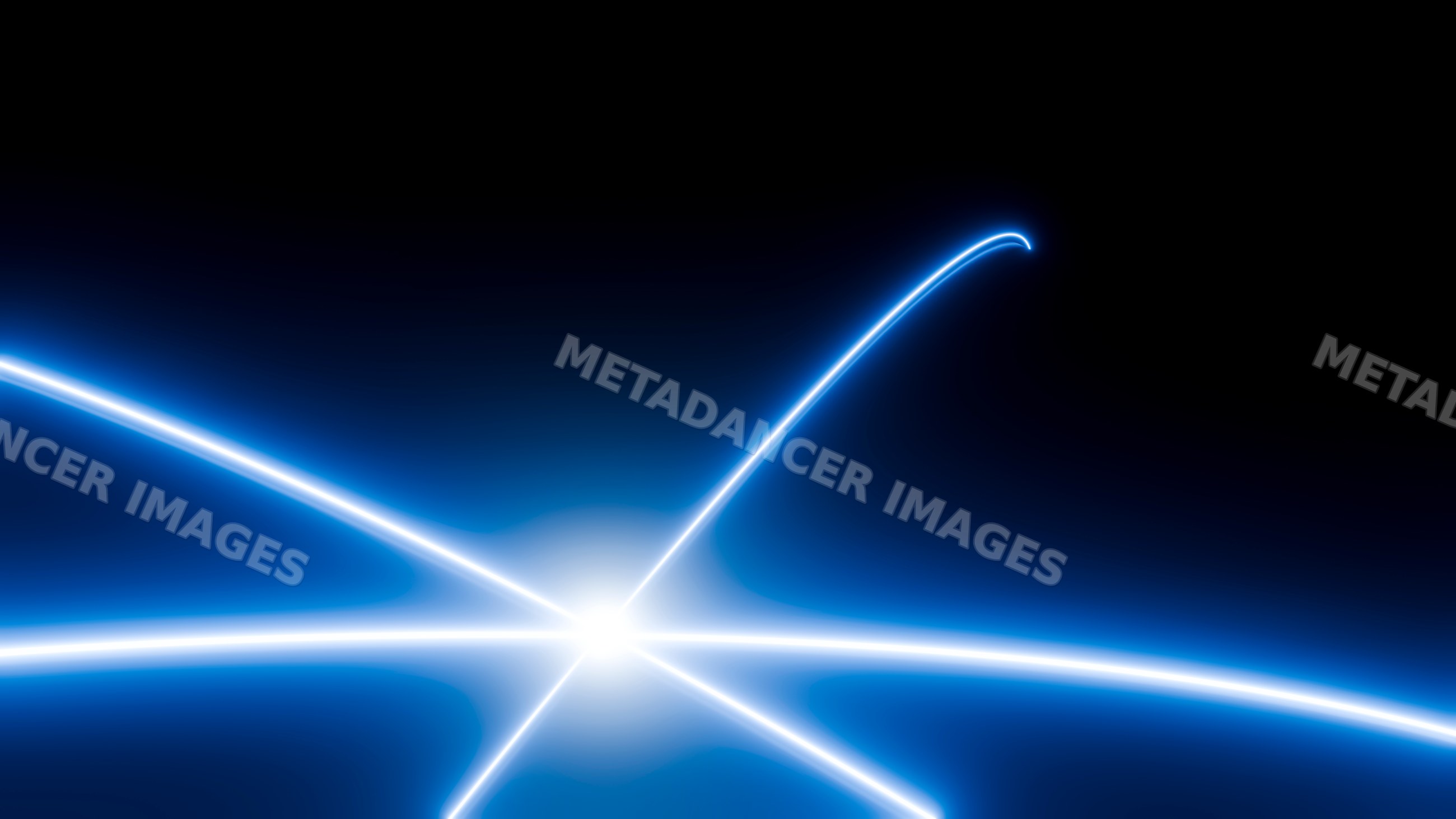 Abstract glowing blue light trails on dark background