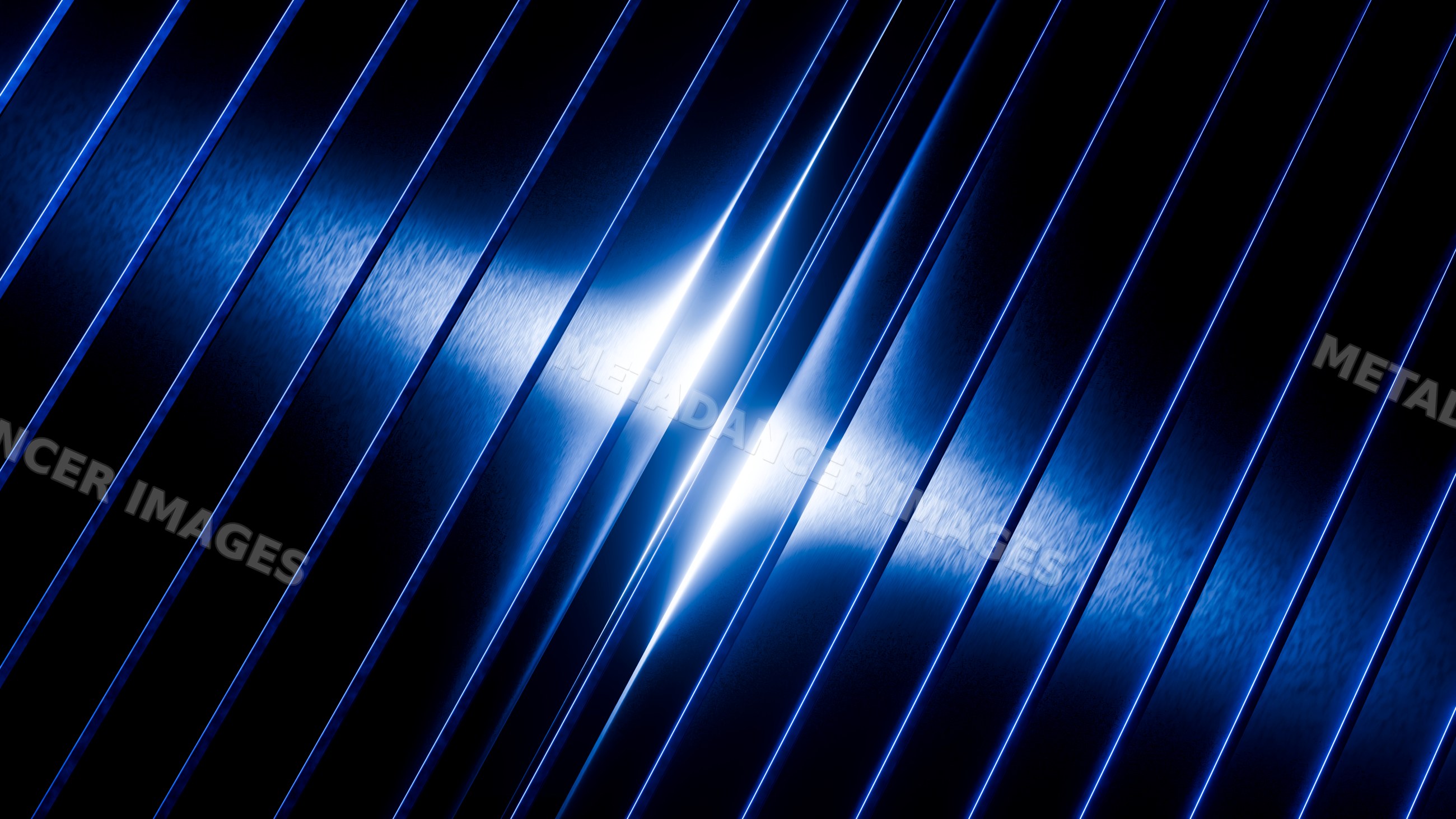 Abstract blue metallic diagonal lines with light reflections