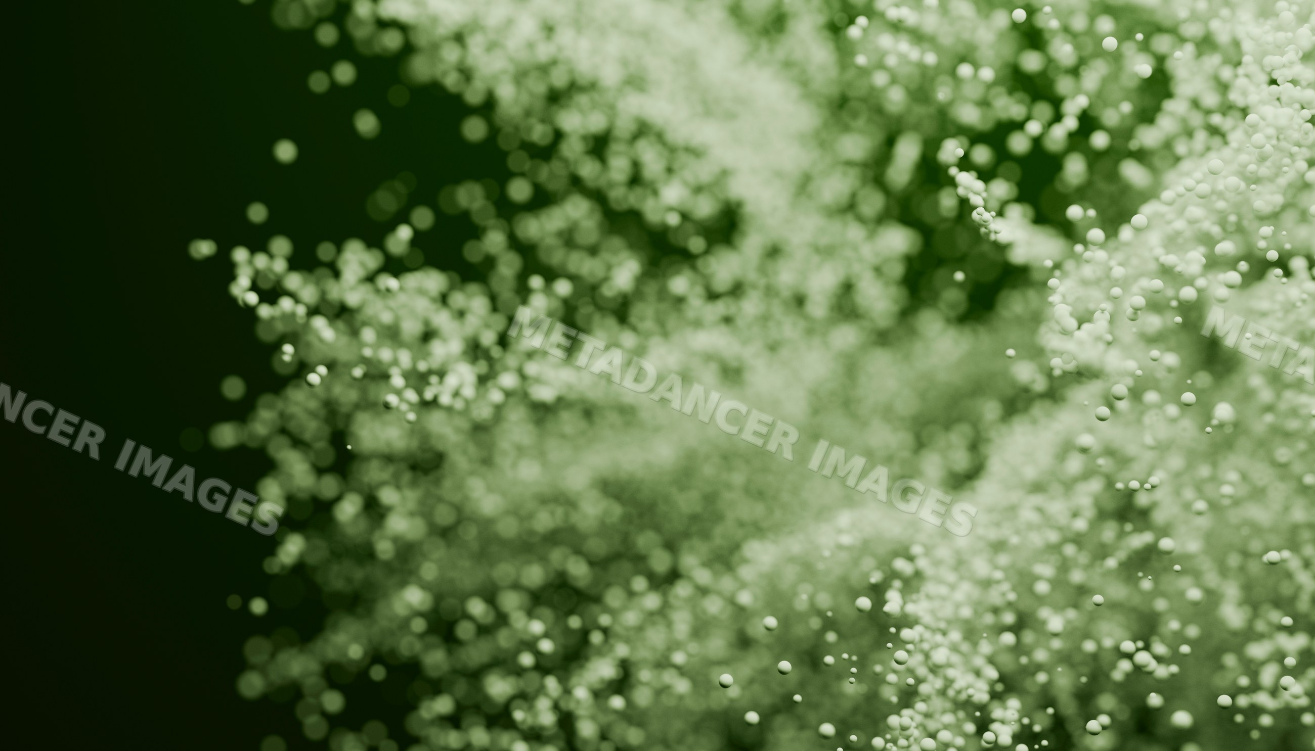 Green floating sphere particles in abstract background