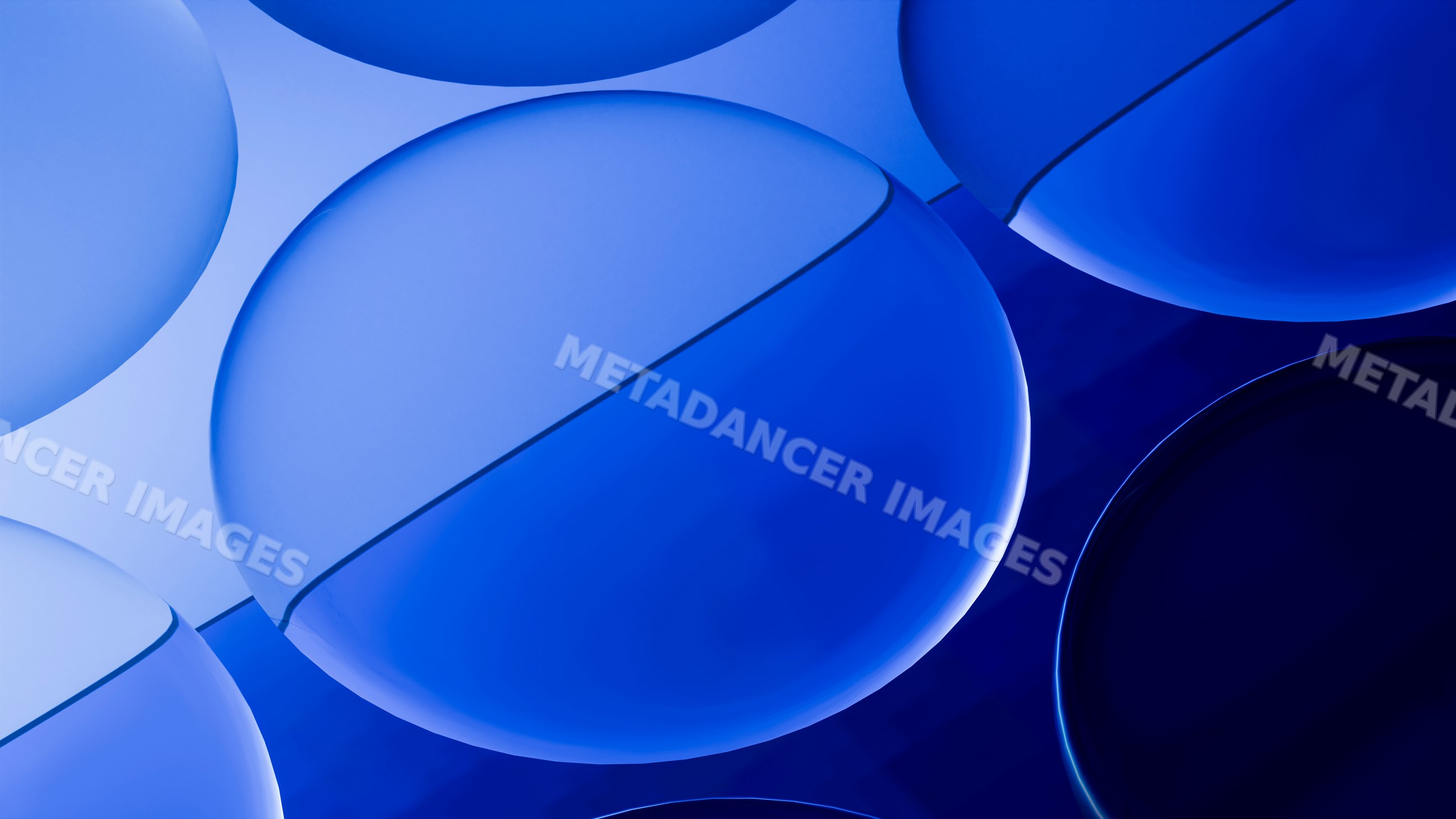 Blue abstract spheres in a digital illustration