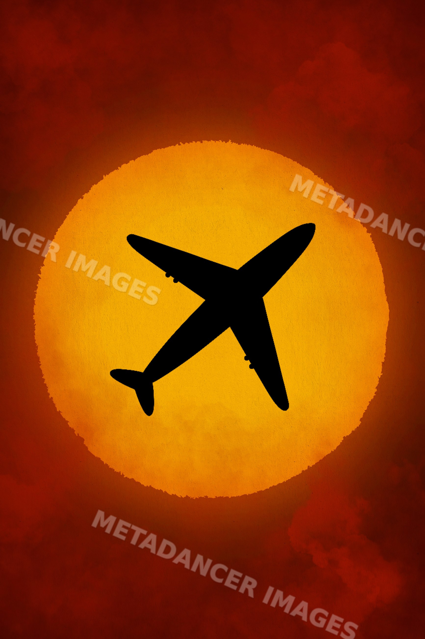 Silhouette of airplane flying