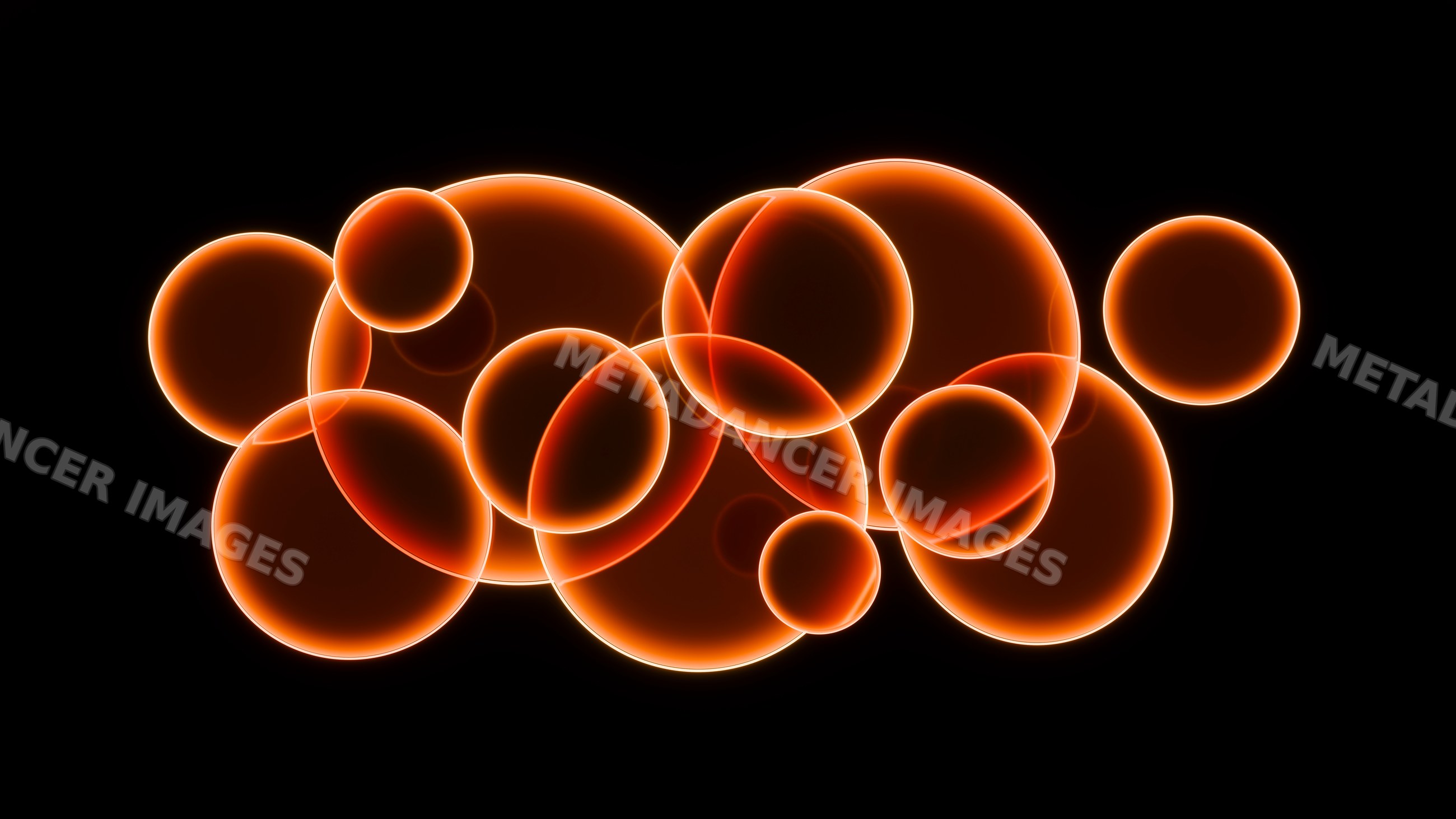 Glowing overlapping orange circles with neon effect on dark background