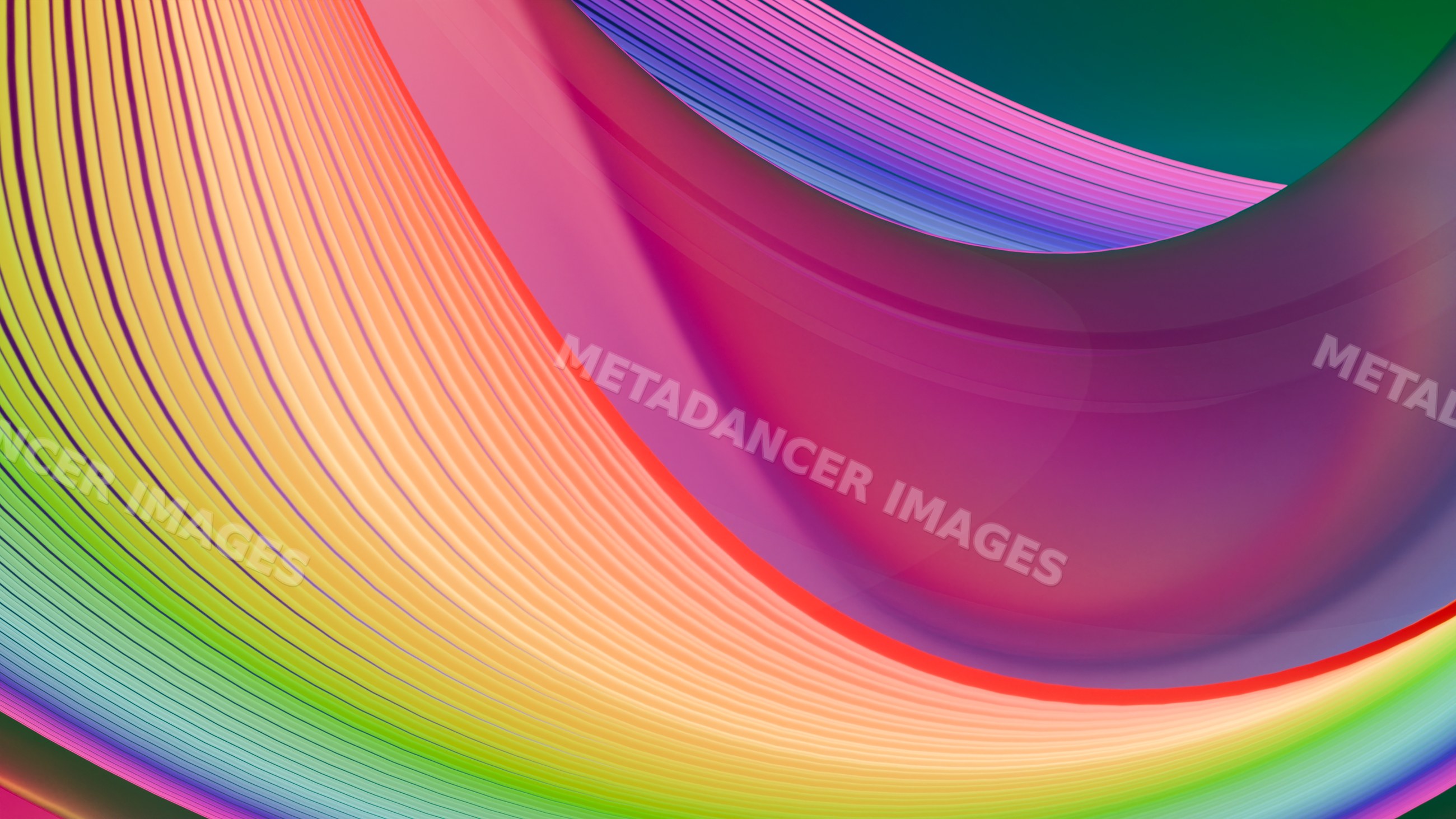 Abstract digital illustration of colorful curved flowing lines