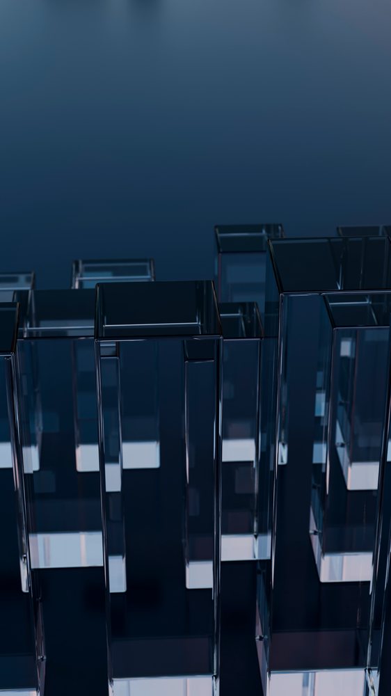 Transparent glass rectangular prisms