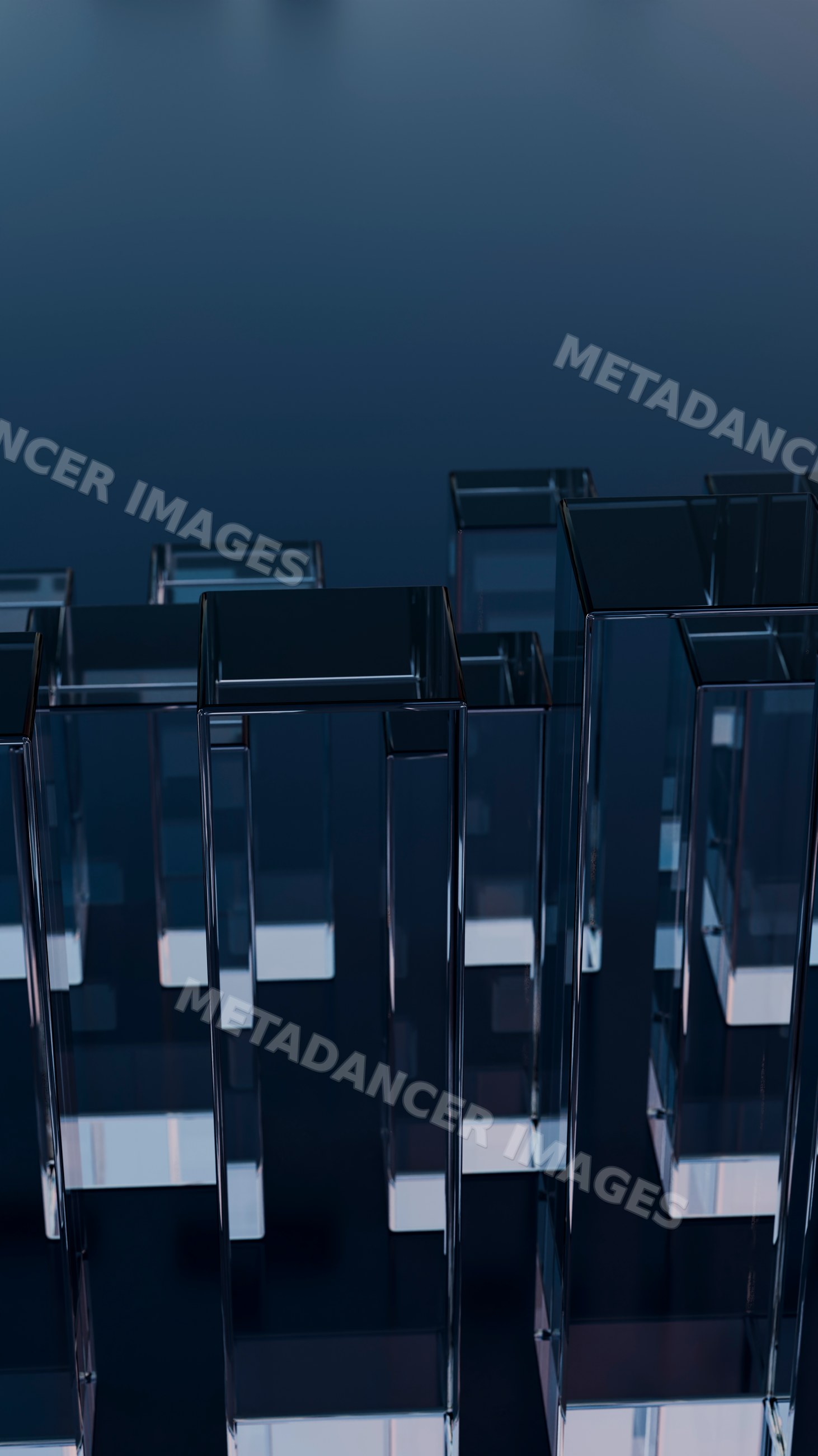 Transparent glass rectangular prisms