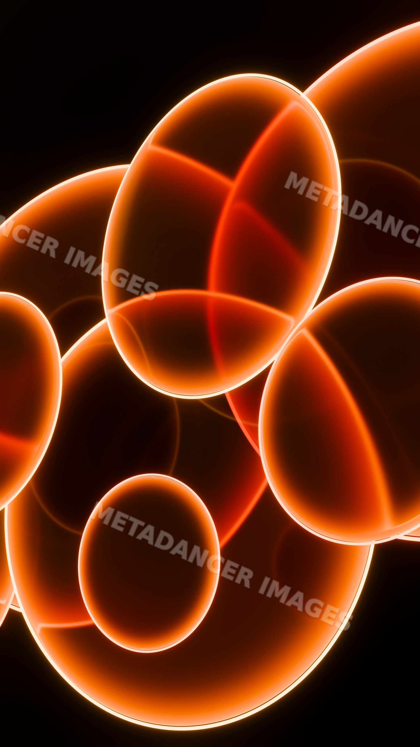 Glowing orange circular rings on dark background digital illustration