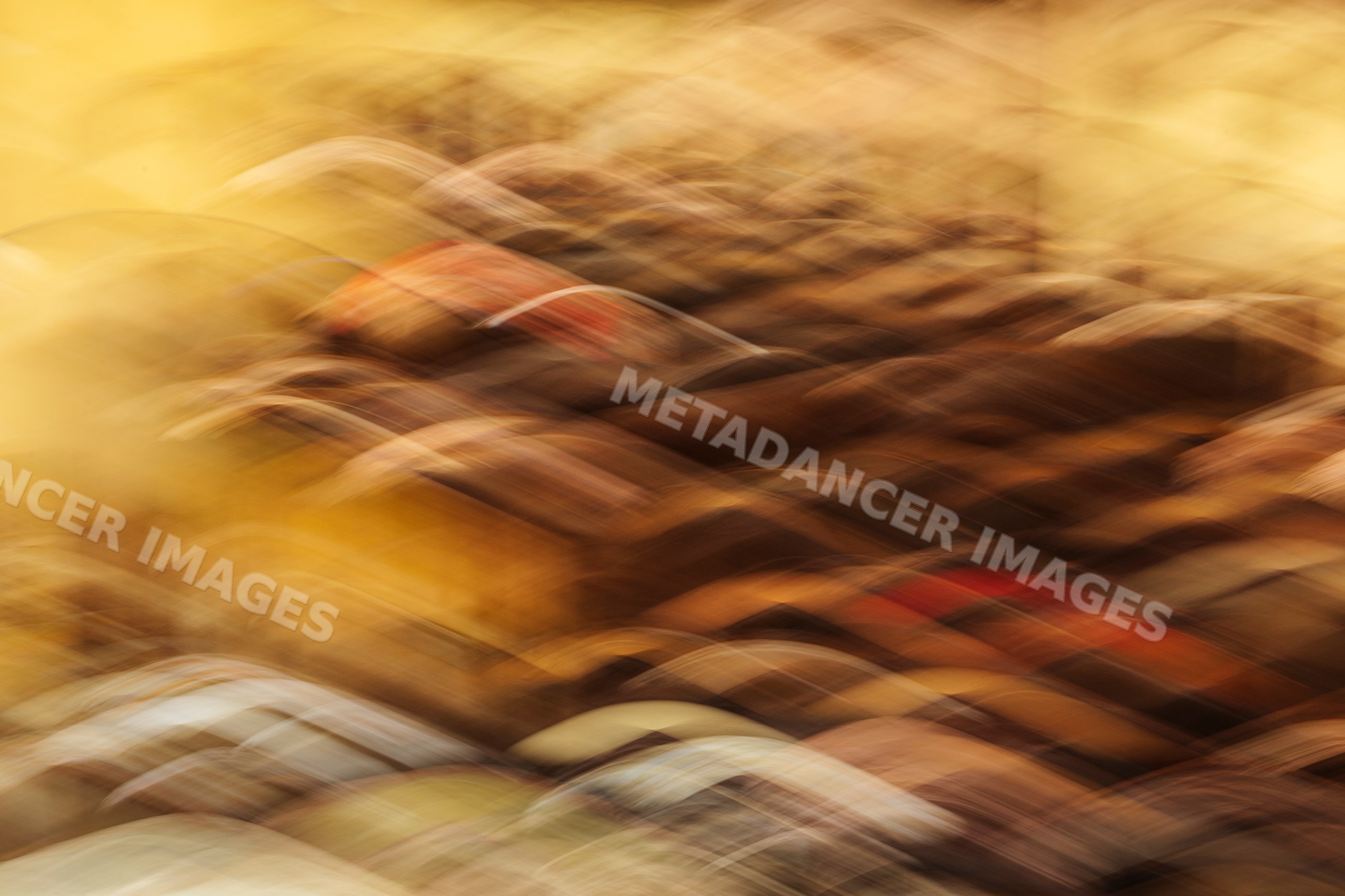 Chouara tannery in fes during Pouring Rain with intentional camera