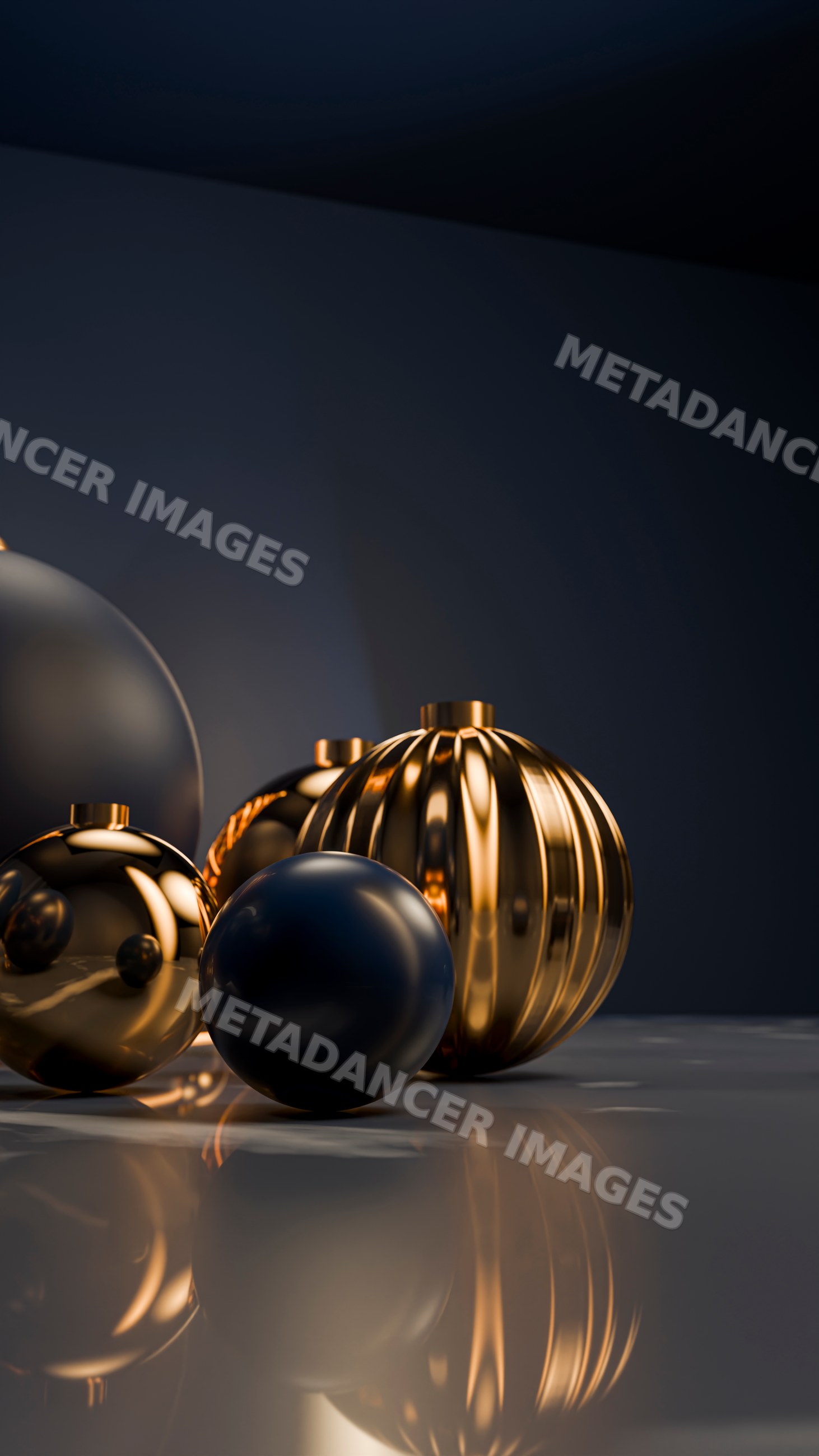 Christmas gold and black decorative holiday ornaments