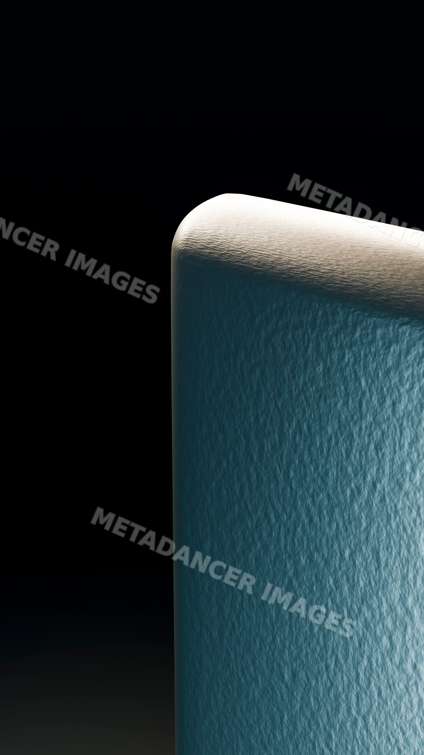 Rounded corner of textured abstract blue and white 3d shape