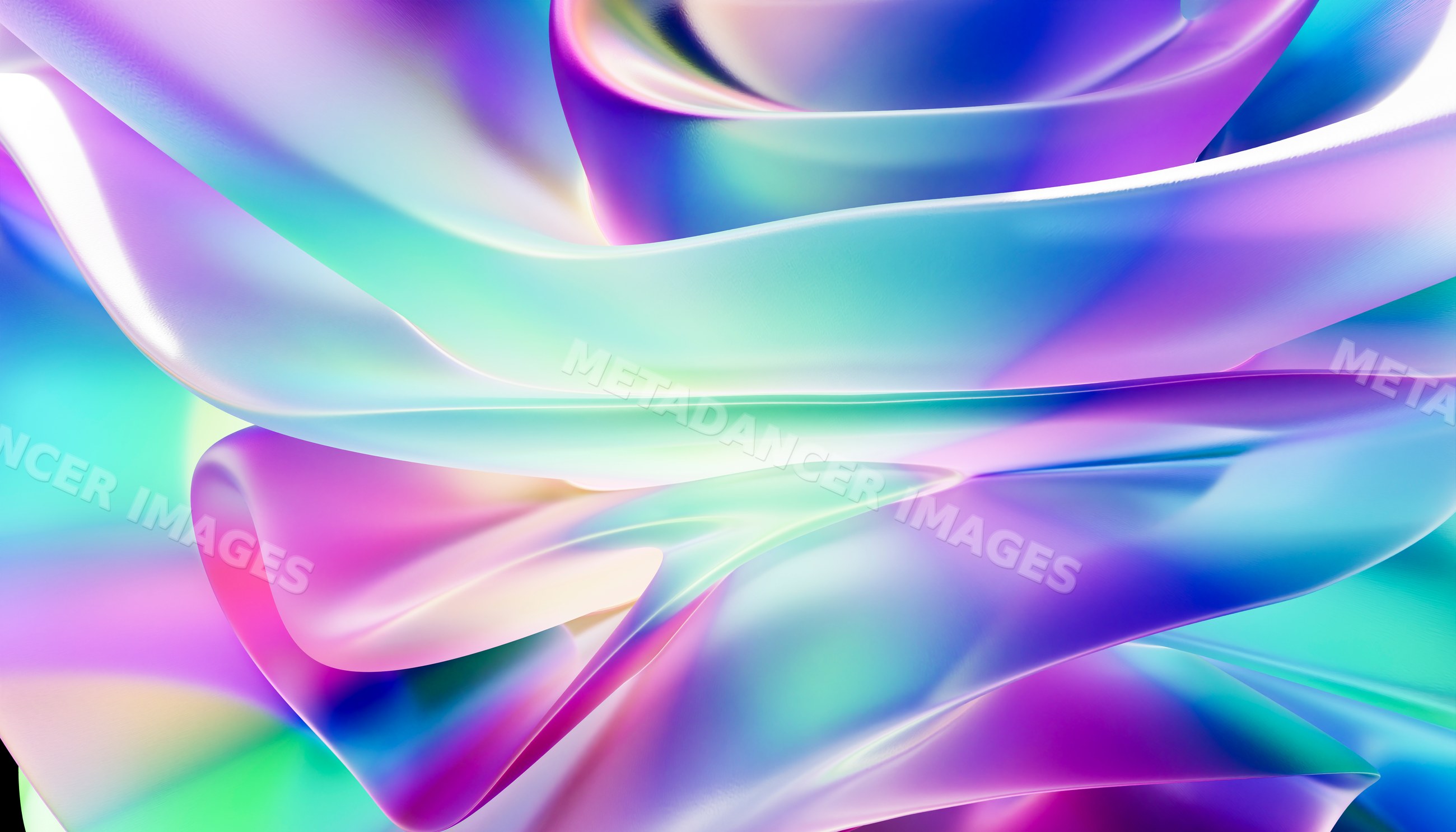 Colorful abstract flowing fabric folds with smooth iridescent texture