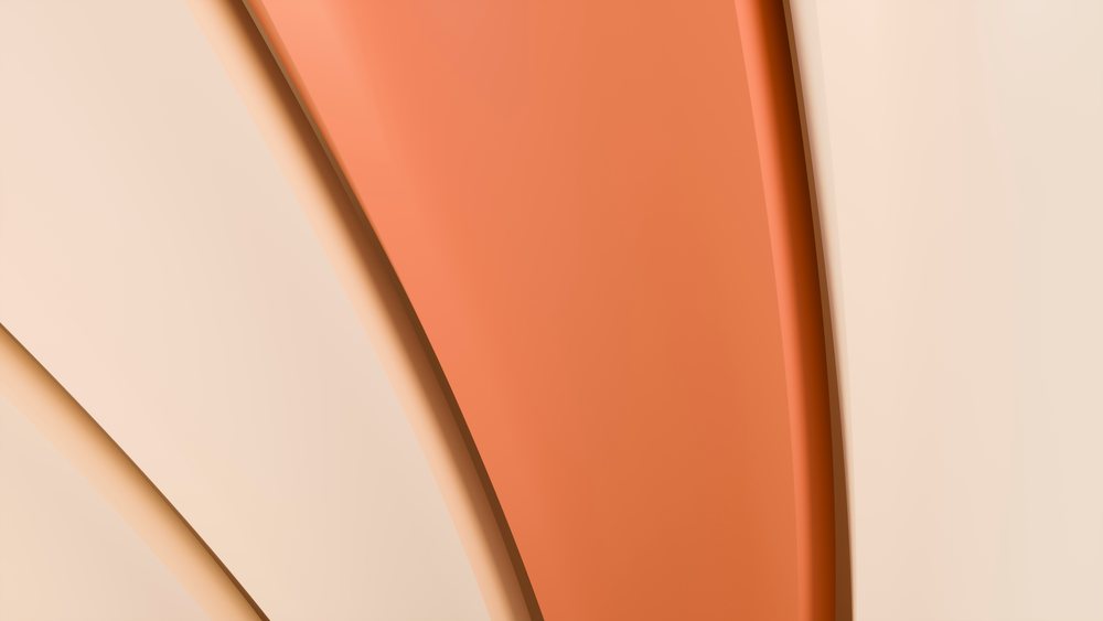 Abstract smooth curved orange and beige layered digital illustration