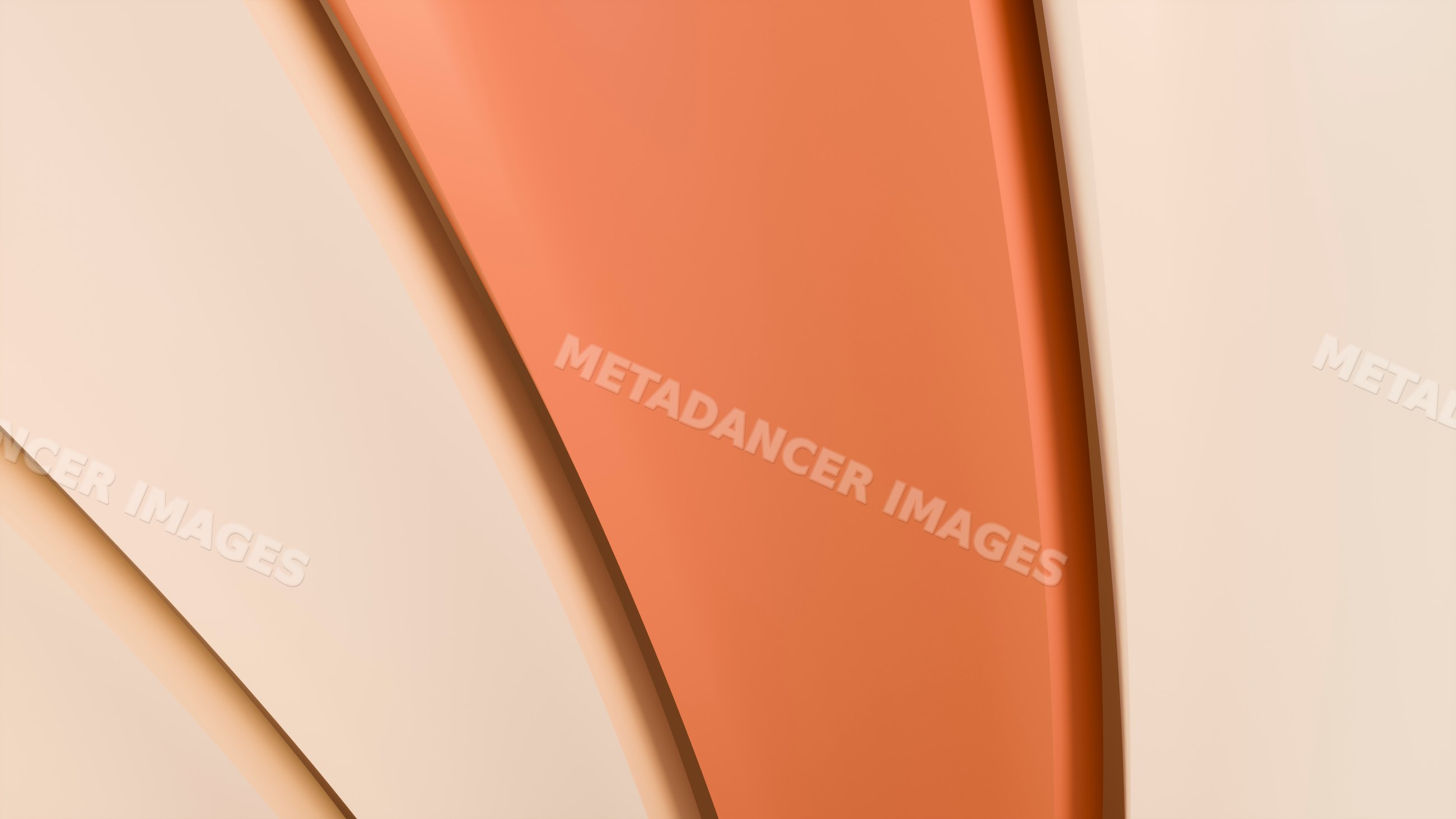 Abstract smooth curved orange and beige layered digital illustration