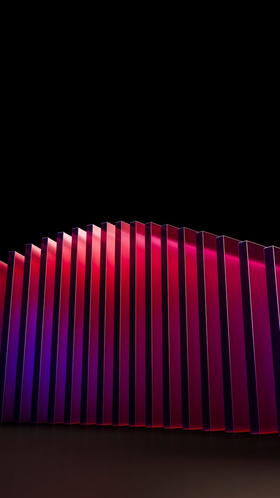Colorful vertical panels illuminated in red and purple abstract design
