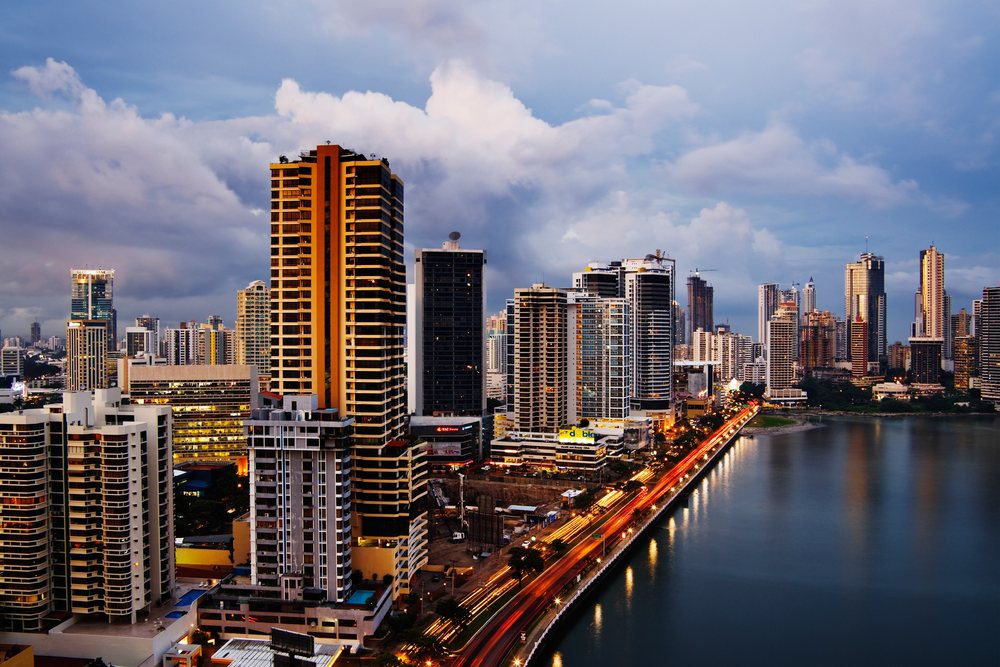 Panama city skyline and waterfront