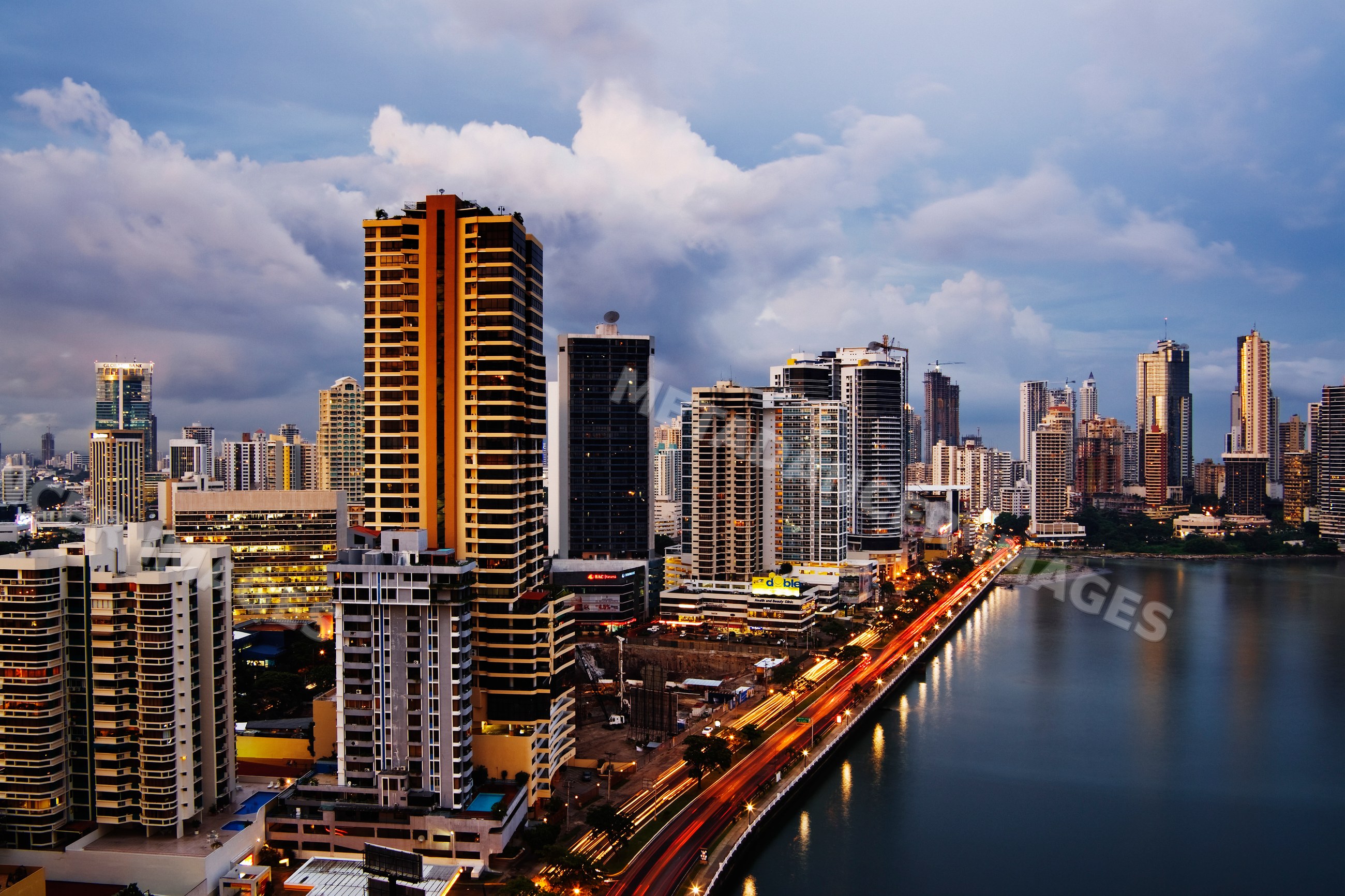 Panama city skyline and waterfront