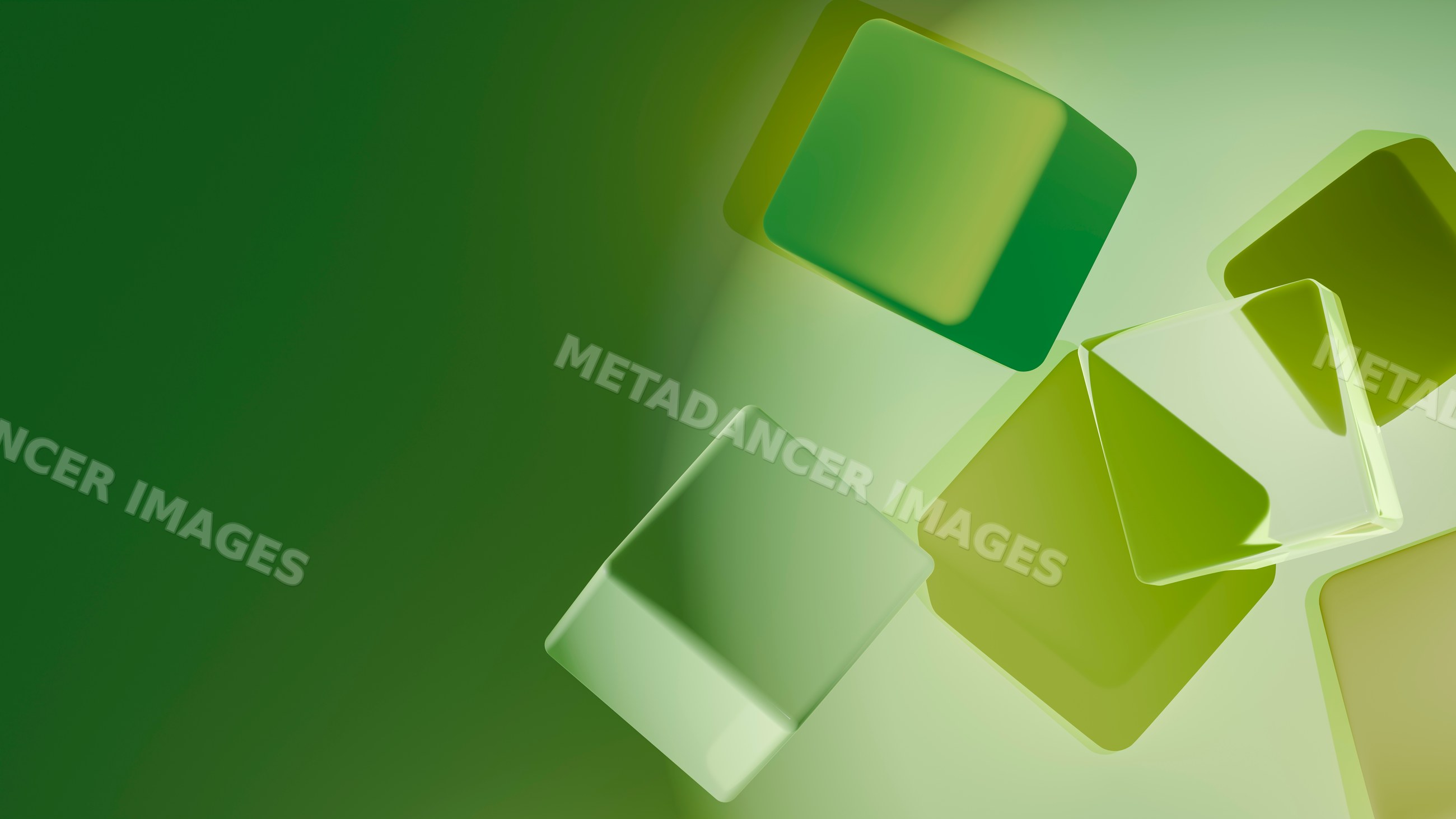 Floating green 3d cubes on gradient green digital background