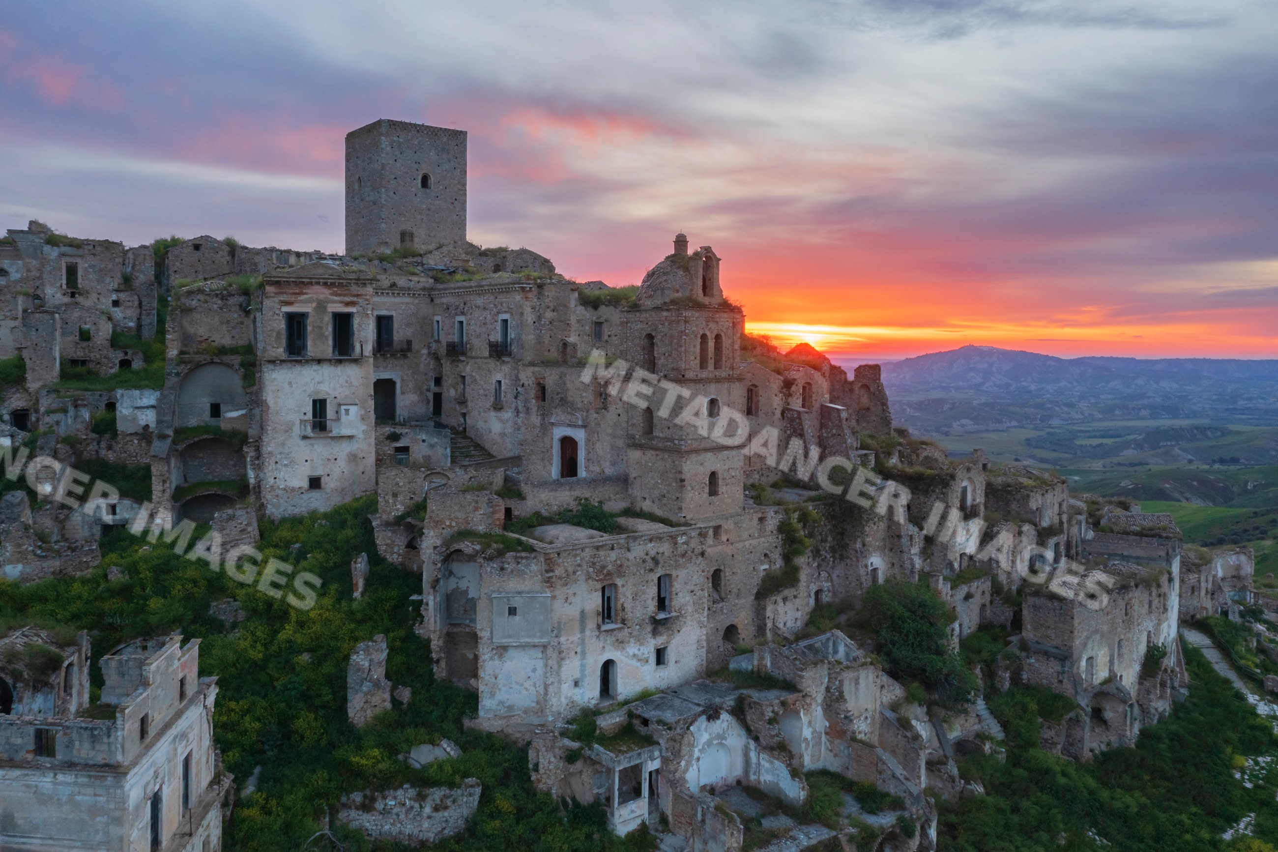 Ruined City of Craco in basilicata Italy at Sunrise