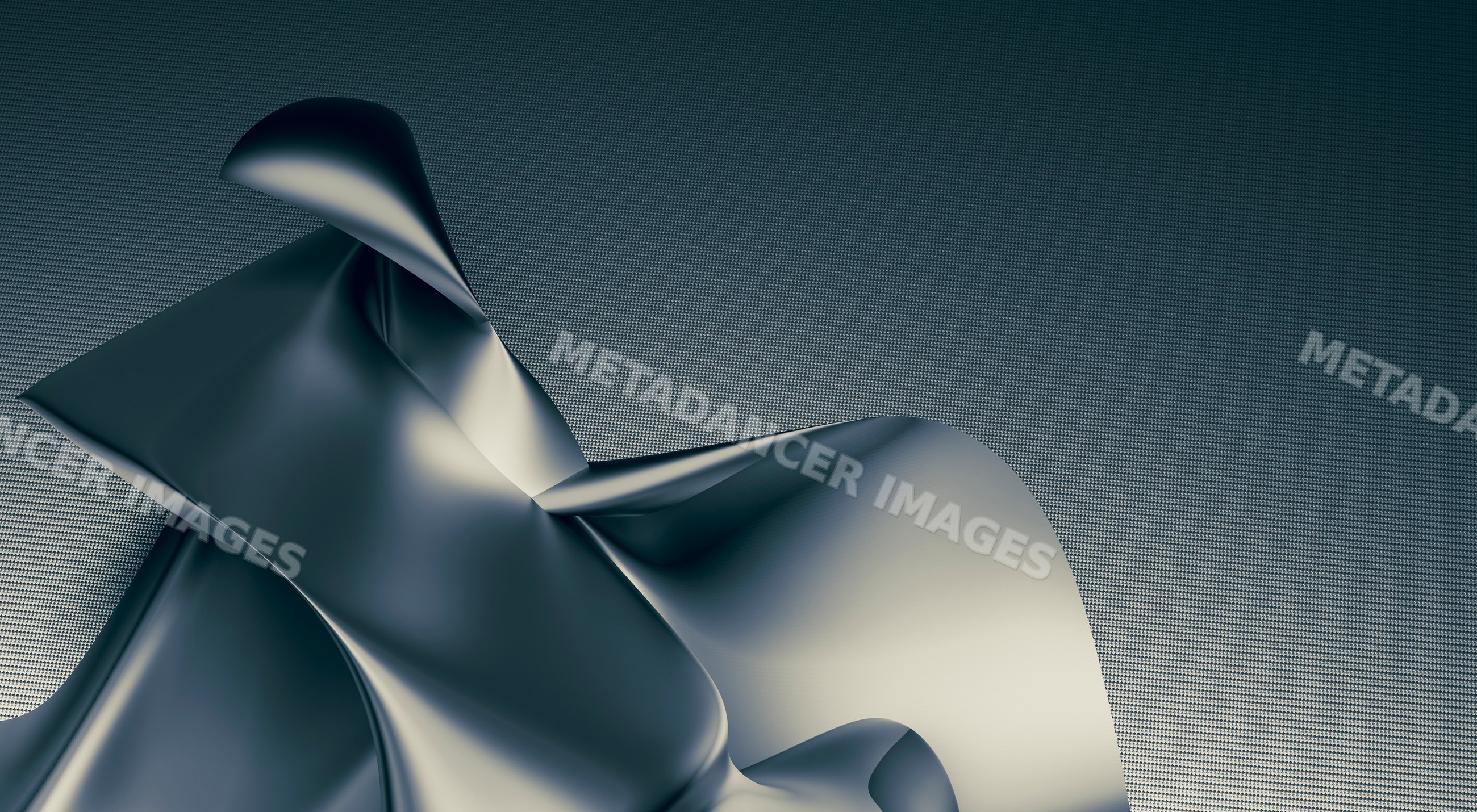 Abstract metallic sculpture with smooth curved shapes in digital art